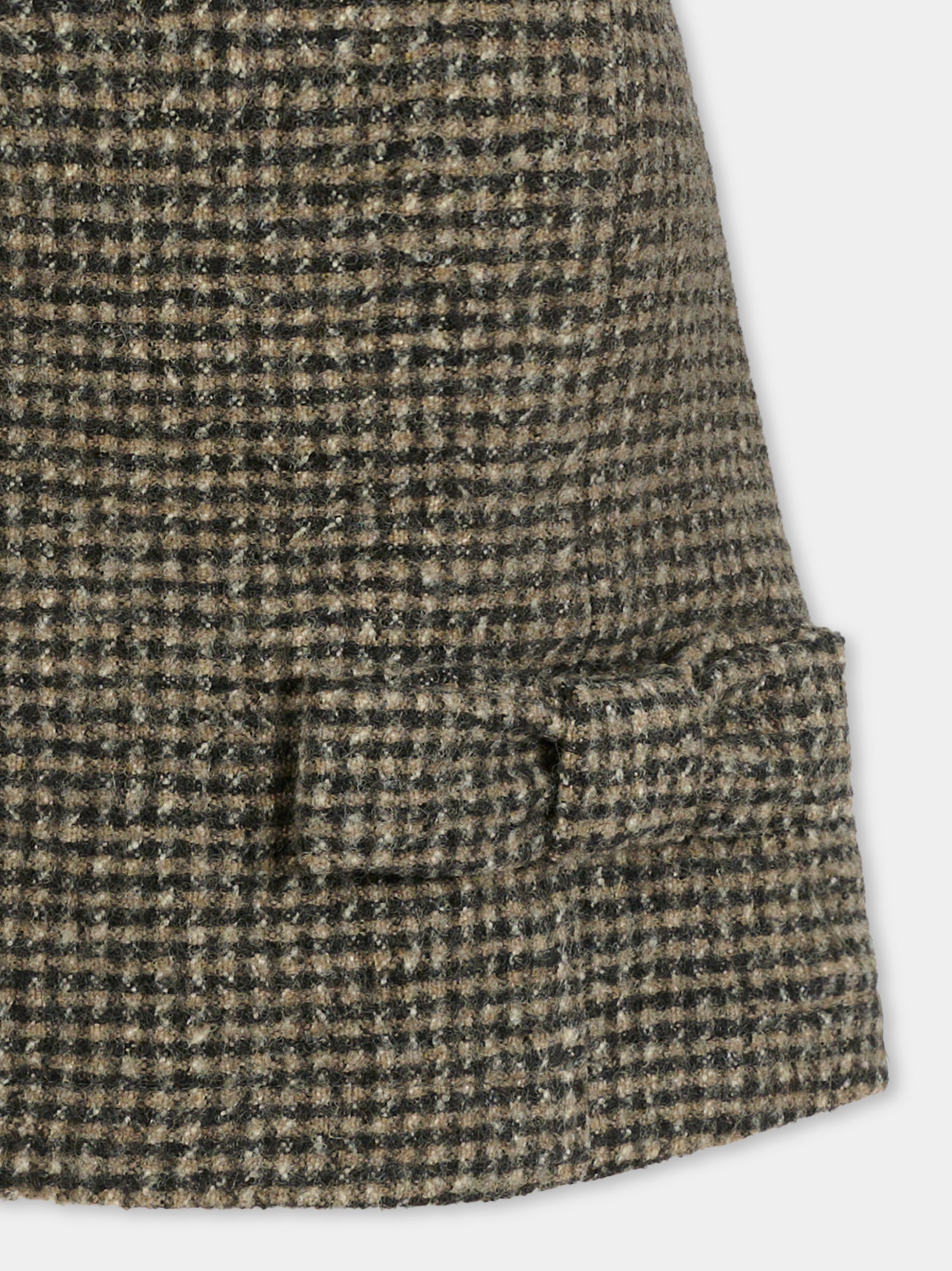 Gonna marrone per bambina con logo e fiocco,Douuod Kids,DX7A91 E0232 929BG