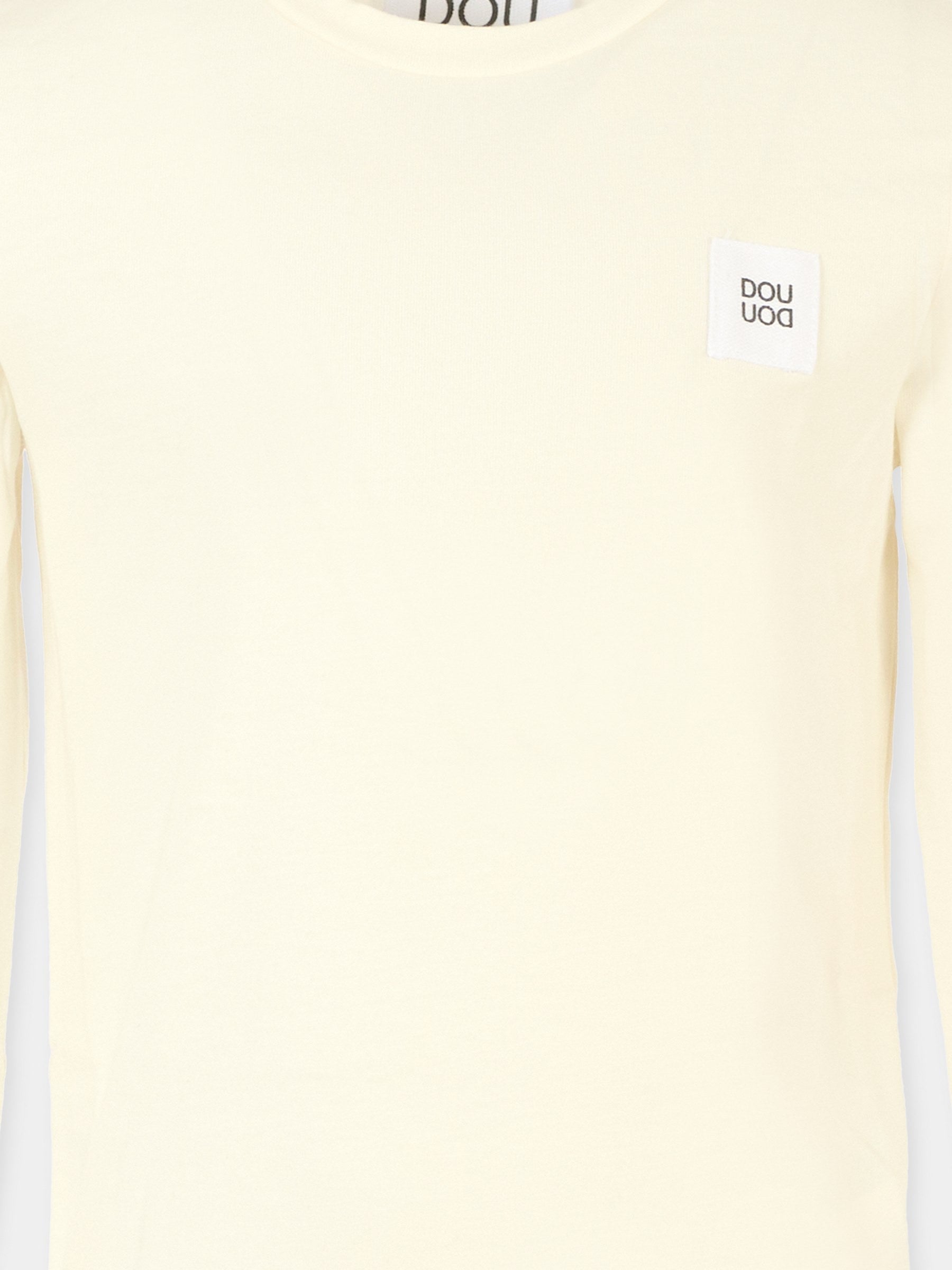 T-shirt avorio per bambina con patch logato,Douuod Kids,DX8A40 Z3382 101
