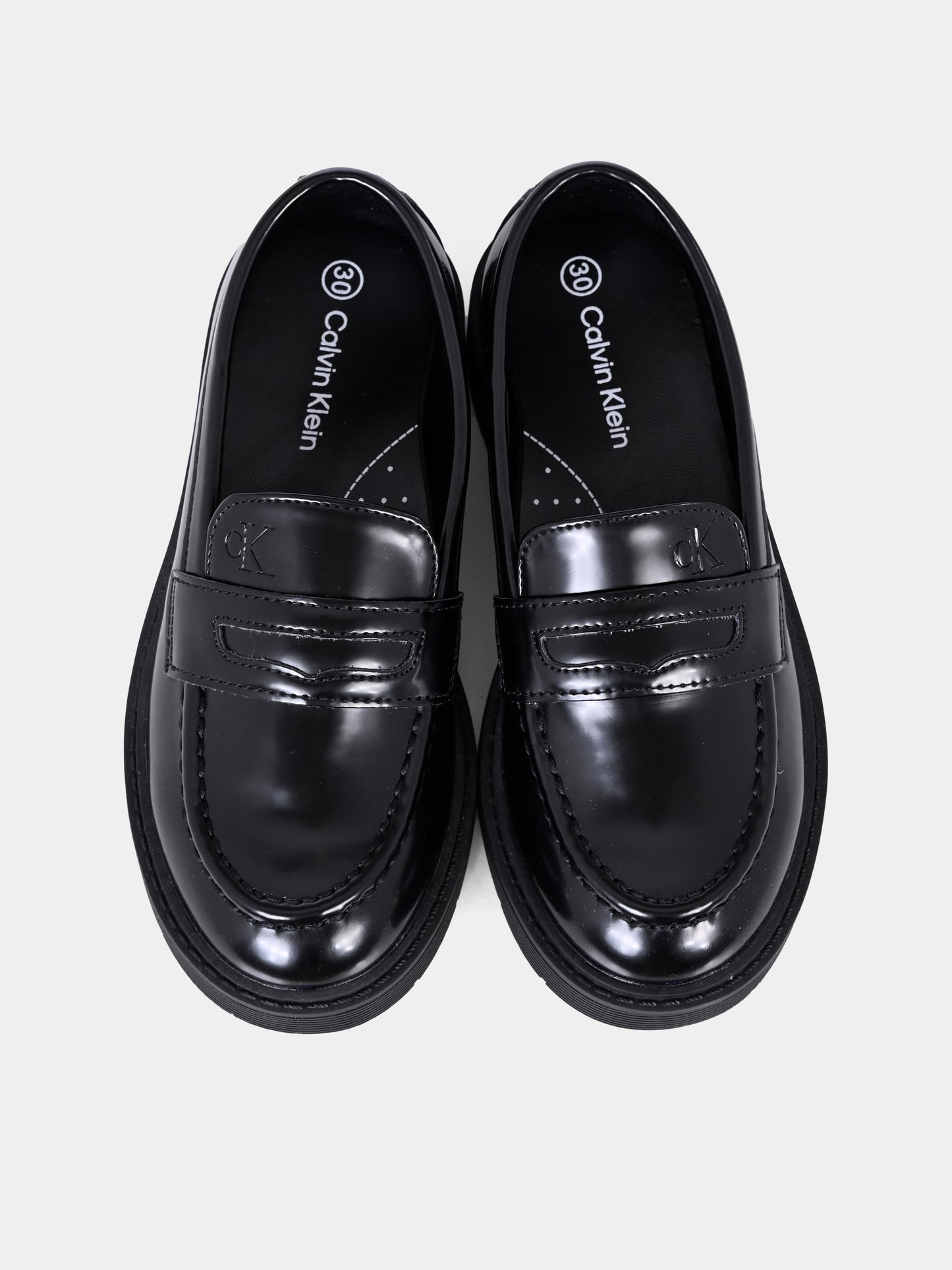 Mocassini neri per bambini con logo,Calvin Klein Kids,V3X4 83181 1453999