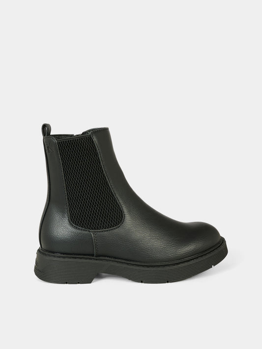 Stivali neri per bambini con logo,Calvin Klein Kids,V3X5 83184 1355999