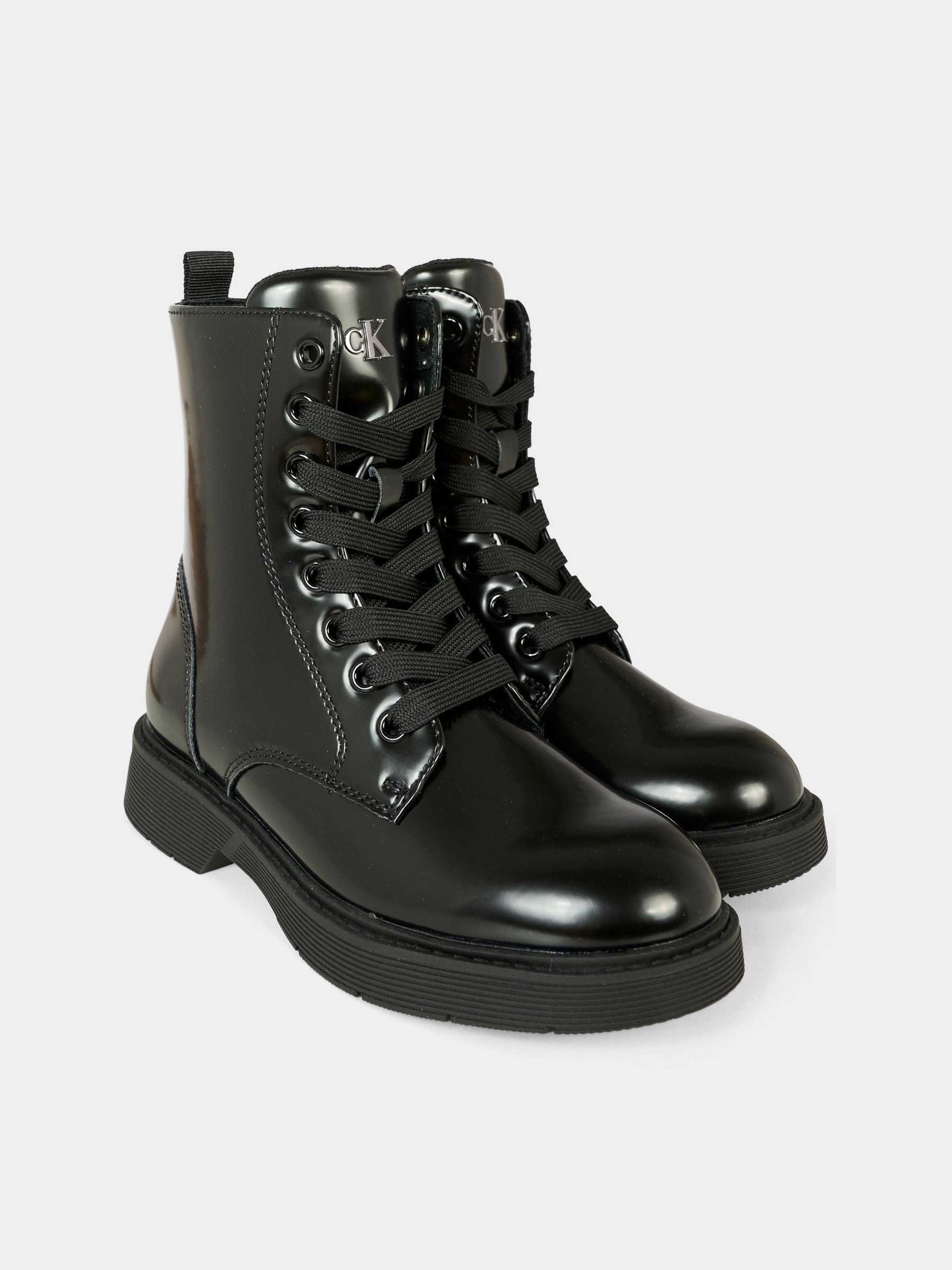 Anfibi neri per bambina con logo,Calvin Klein Kids,V3X5 83185 1453999