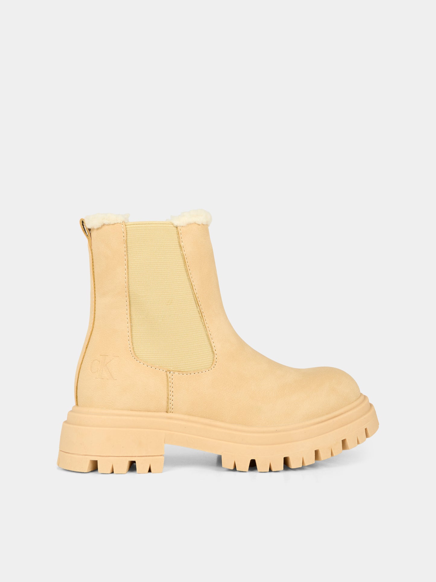 Stivaletti beige per bambina con logo,Calvin Klein Kids,V3A5 83126 0315500