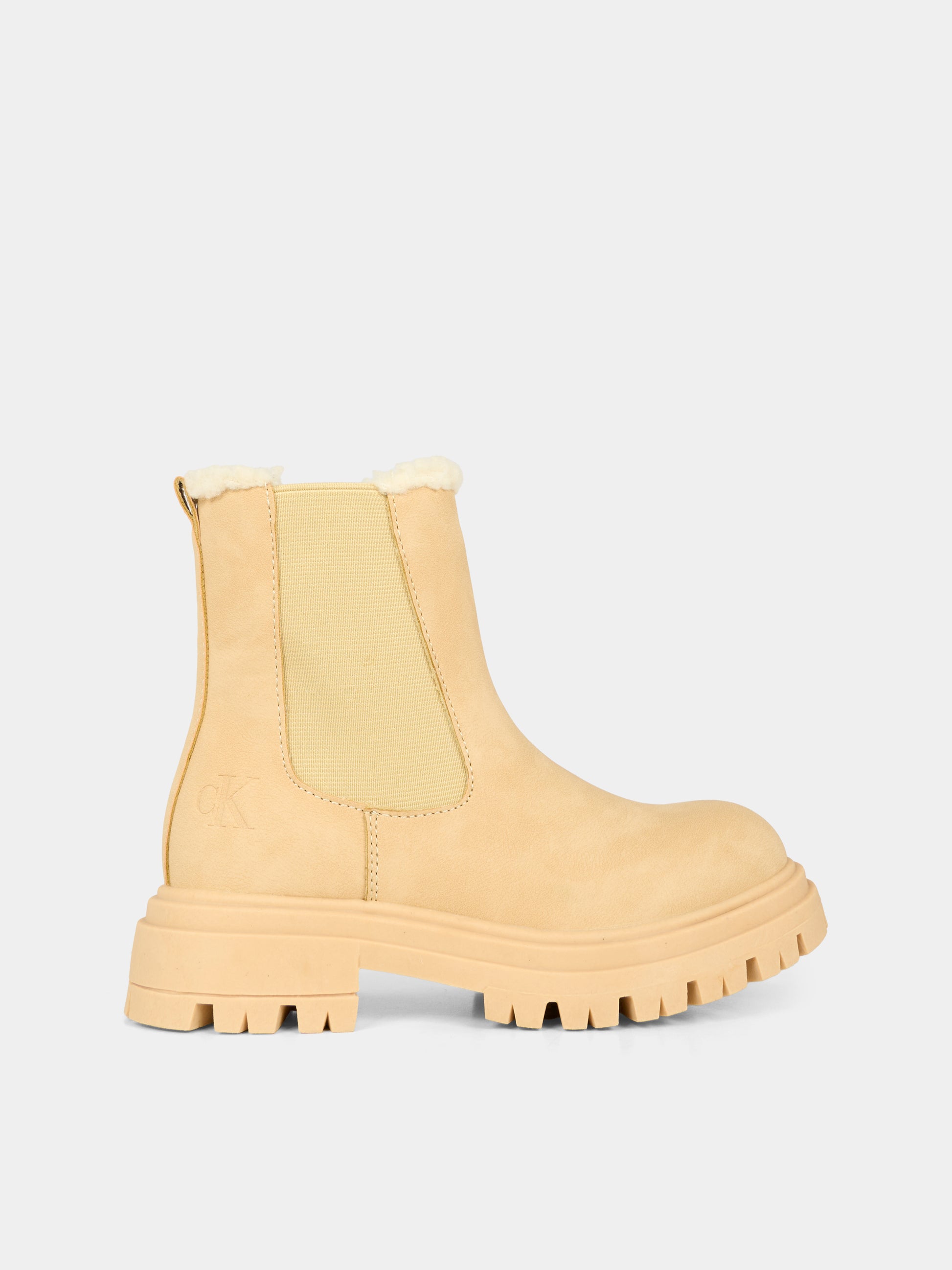 Stivaletti beige per bambina con logo,Calvin Klein Kids,V3A5 83126 0315500