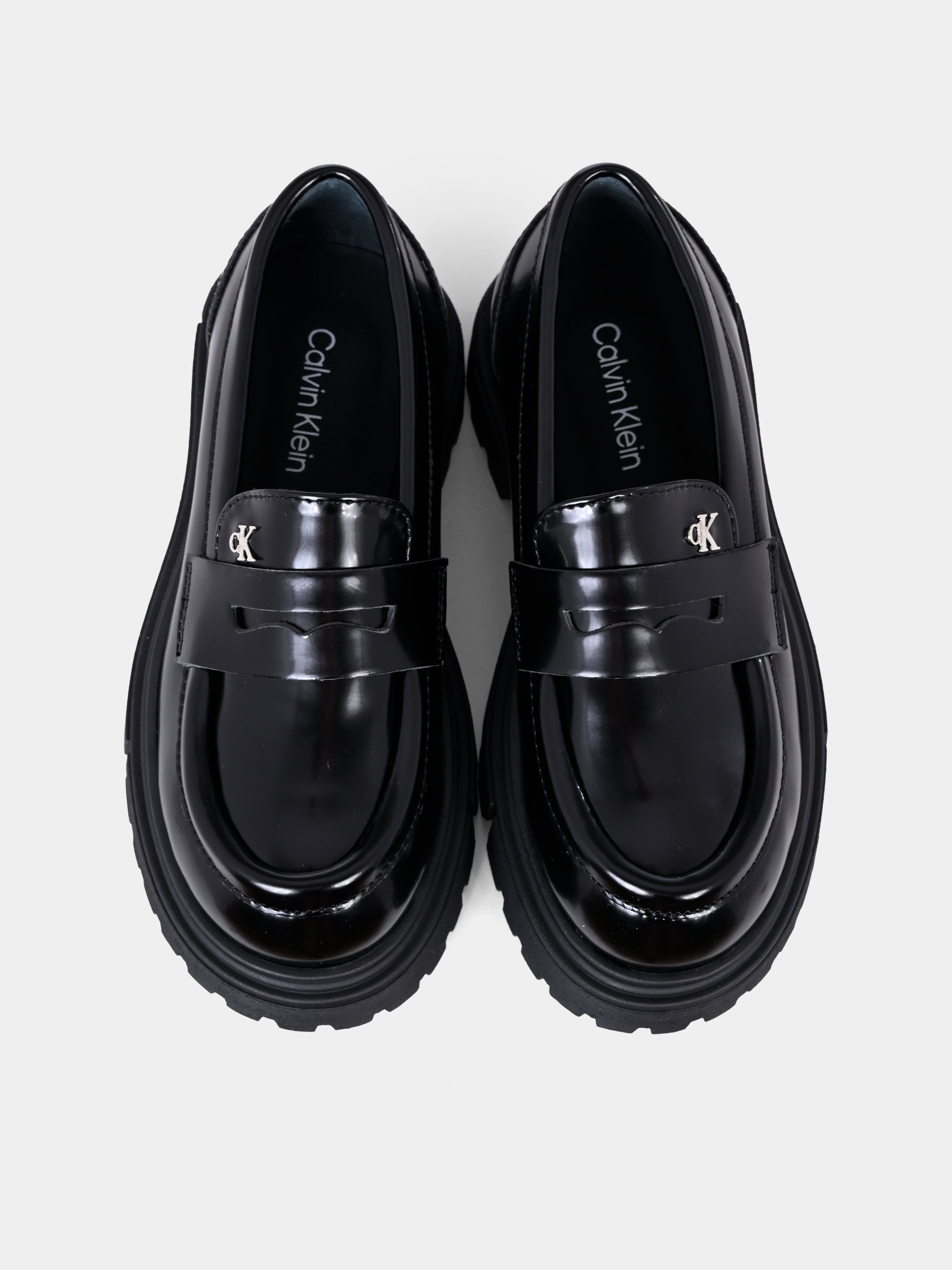 Mocassini neri per bambina con logo,Calvin Klein Kids,V4A4 83130 1453999