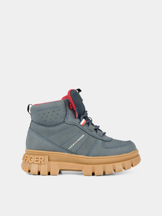 Stivaletti blu per neonato e bambino con logo,Tommy Hilfiger Junior,T1X5 34127 1696800
