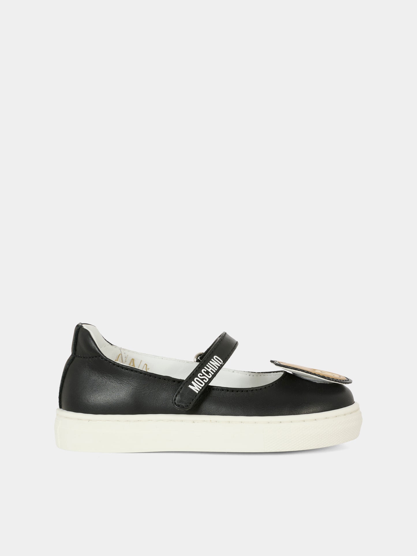 Black ballet flats for baby girl and girl with Teddy Bear