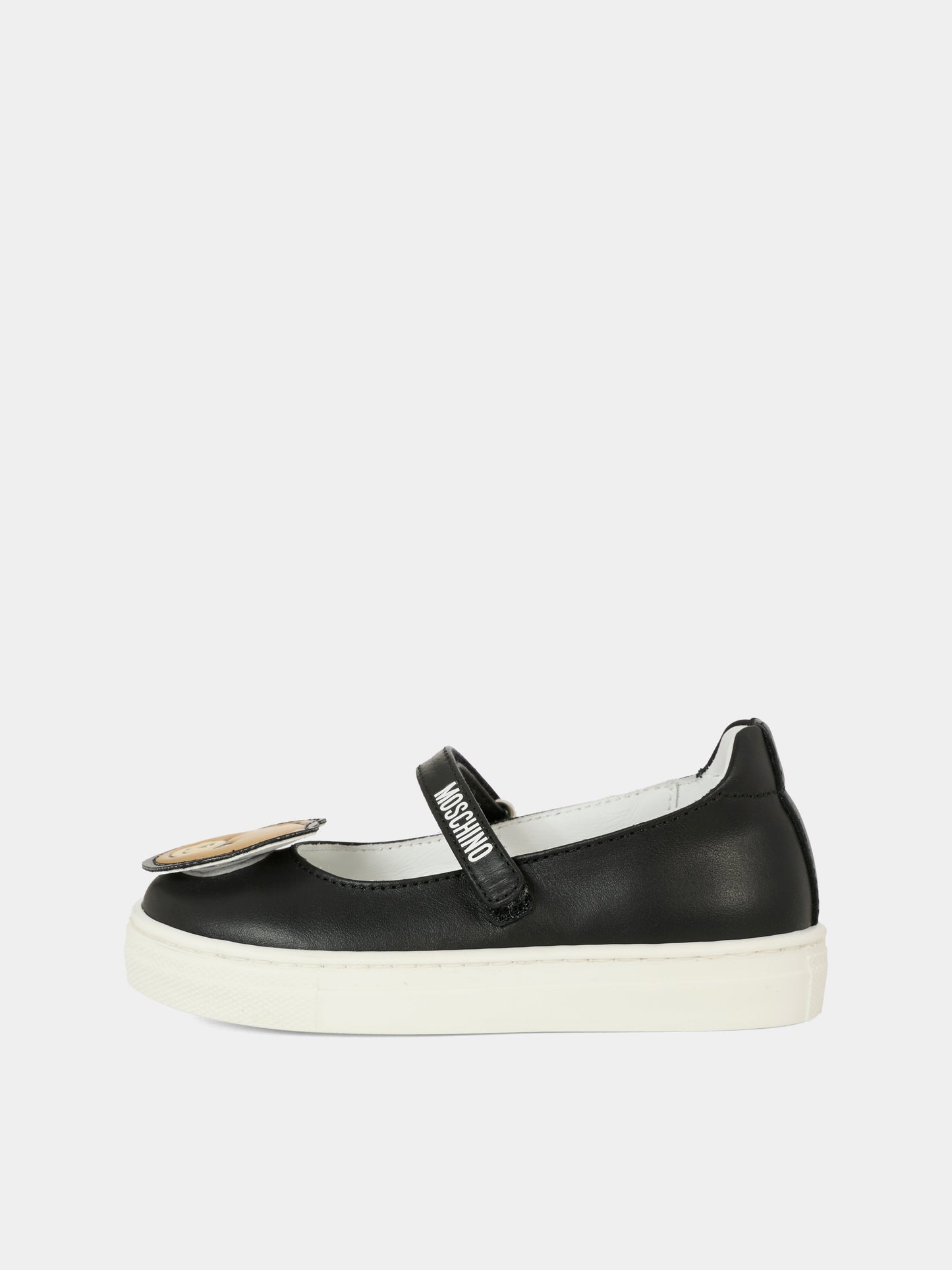 Black ballet flats for baby girl and girl with Teddy Bear