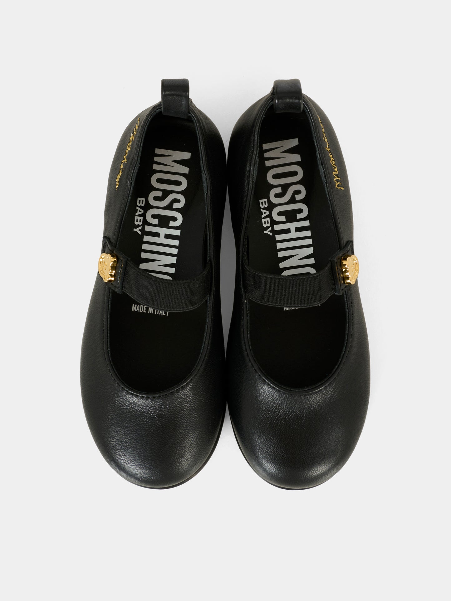 Ballerine nere per bambina con logo,Moschino Kids,81822 - VAR1