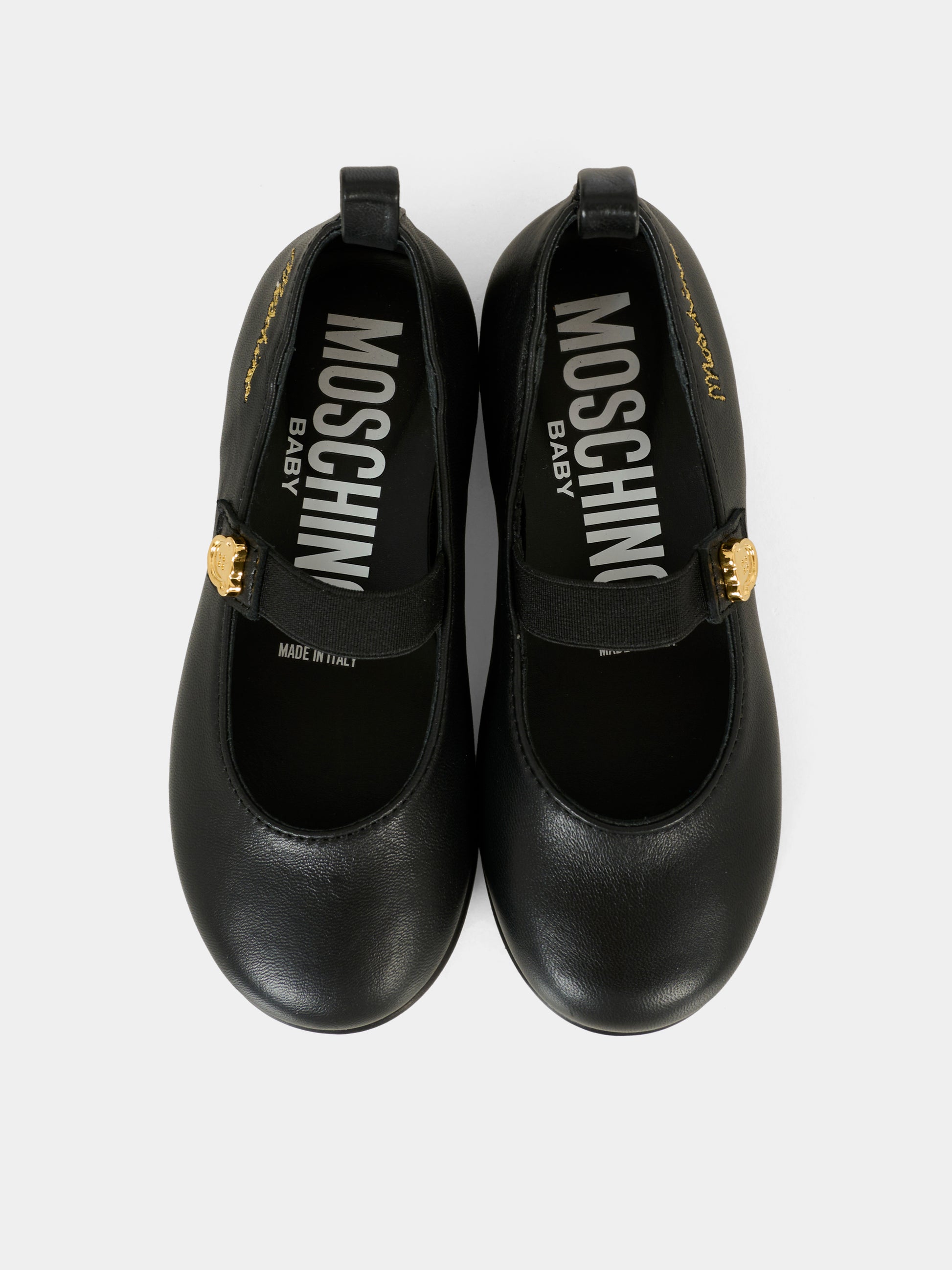 Ballerine nere per bambina con logo,Moschino Kids,81822 - VAR1