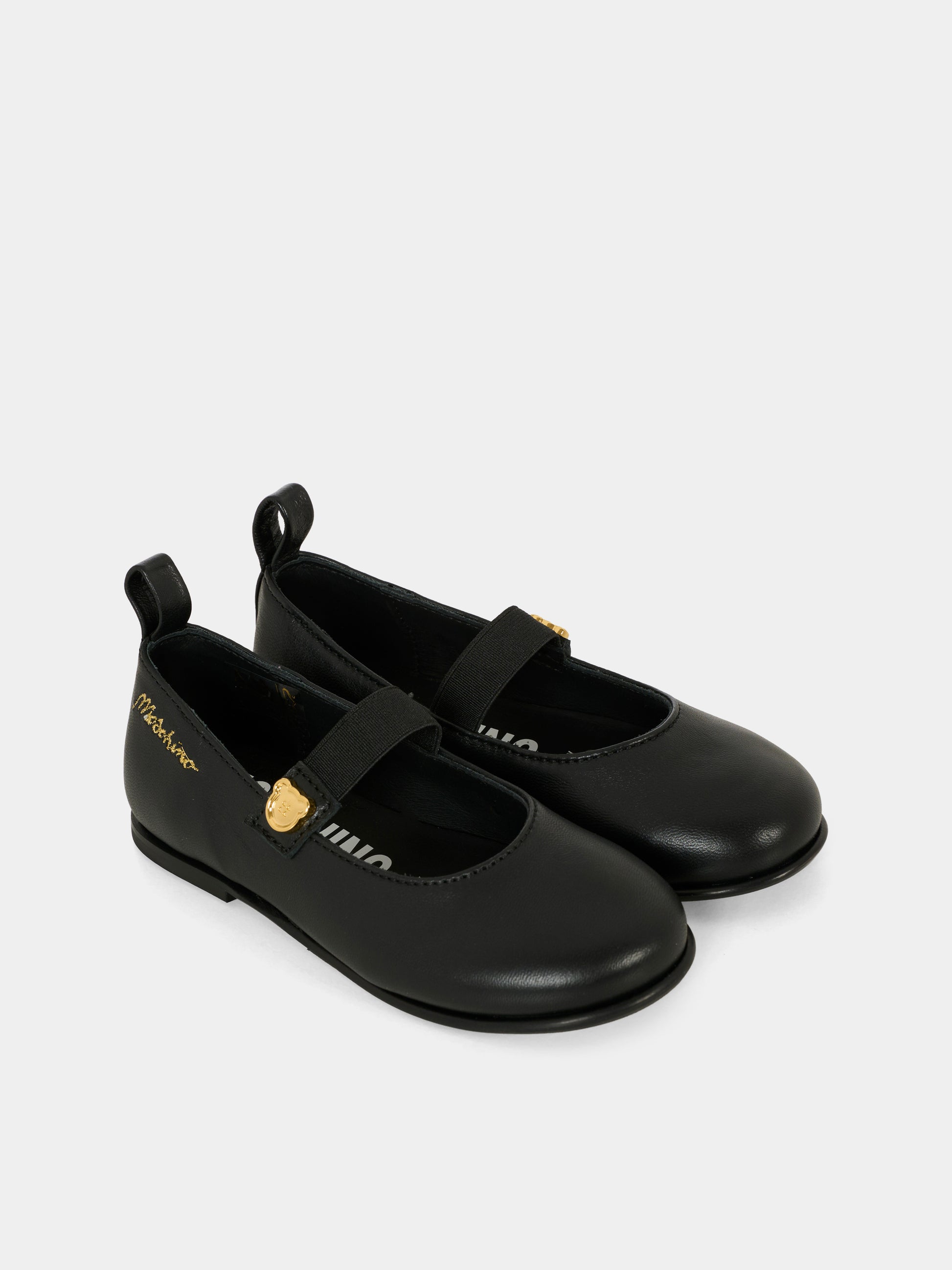 Ballerine nere per bambina con logo,Moschino Kids,81822 - VAR1