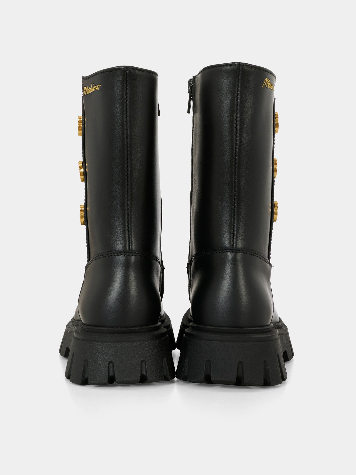 Stivali neri per bambina con logo,Moschino Kids,81963 - VAR1