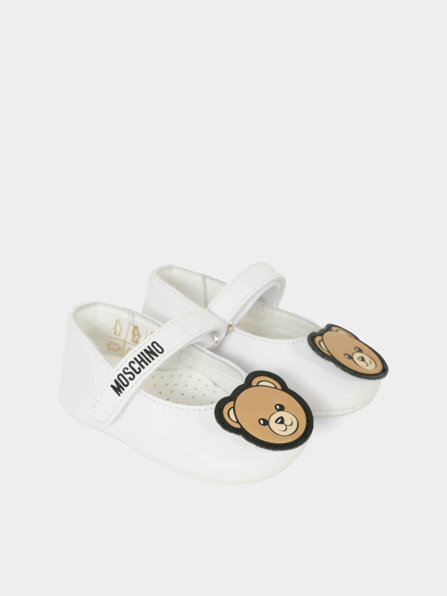 White ballet flats for girl with Teddy Bear