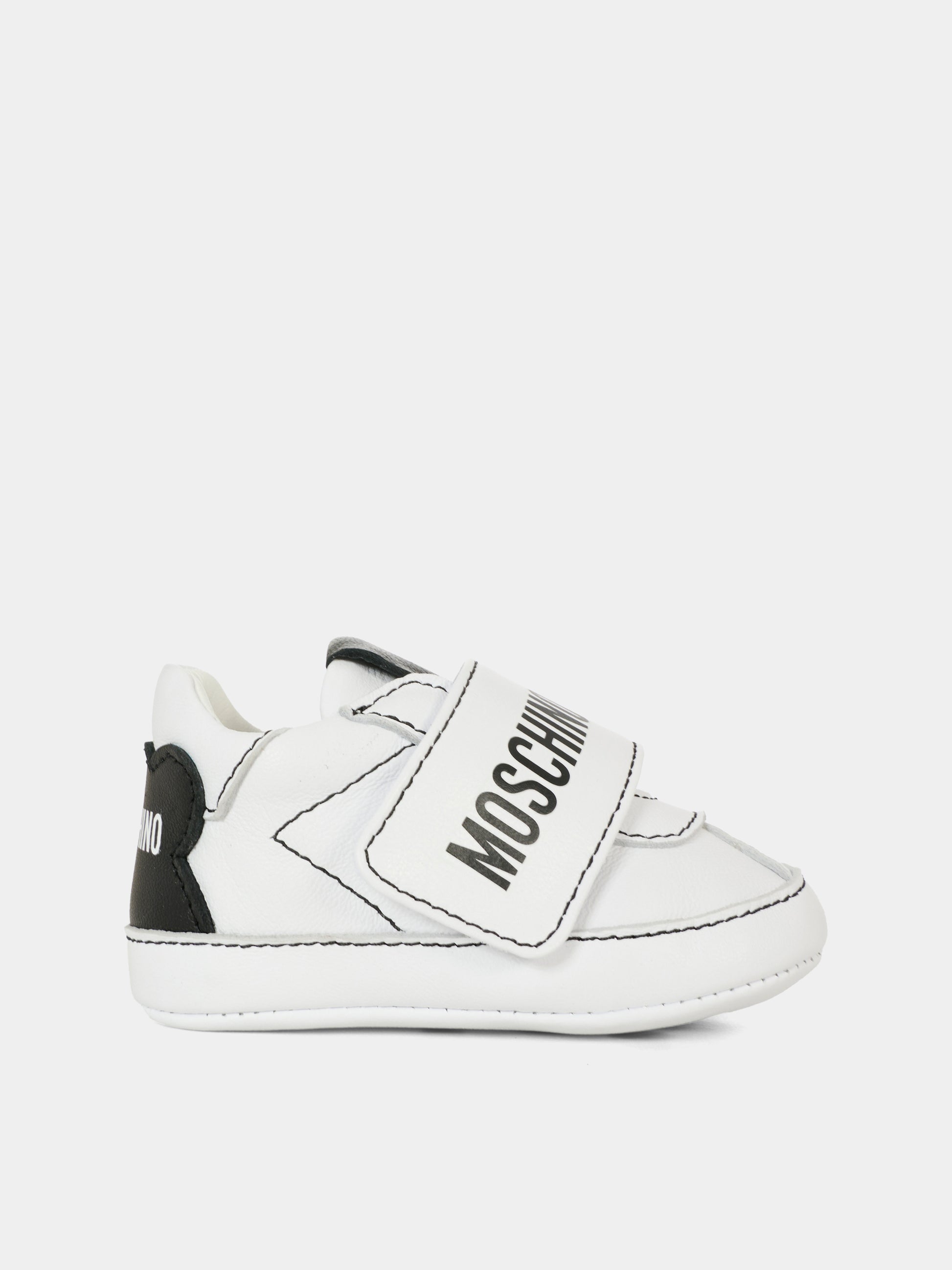 Sneakers bianche per neonati con logo,Moschino Kids,81808 - VAR1