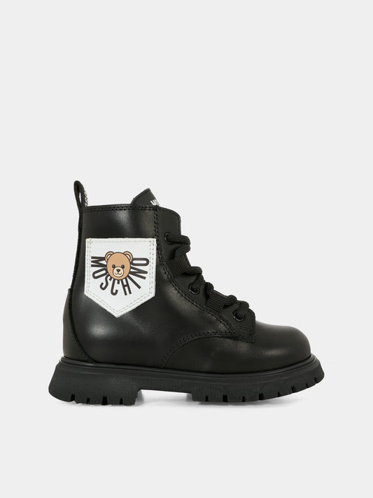 Anfibi neri per bambini con Teddy Bear,Moschino Kids,81862 - VAR1