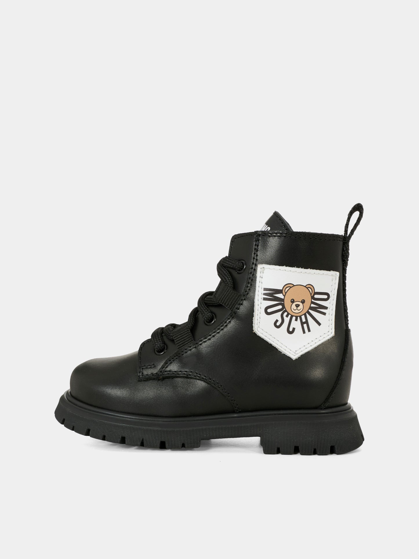 Anfibi neri per bambini con Teddy Bear,Moschino Kids,81862 - VAR1