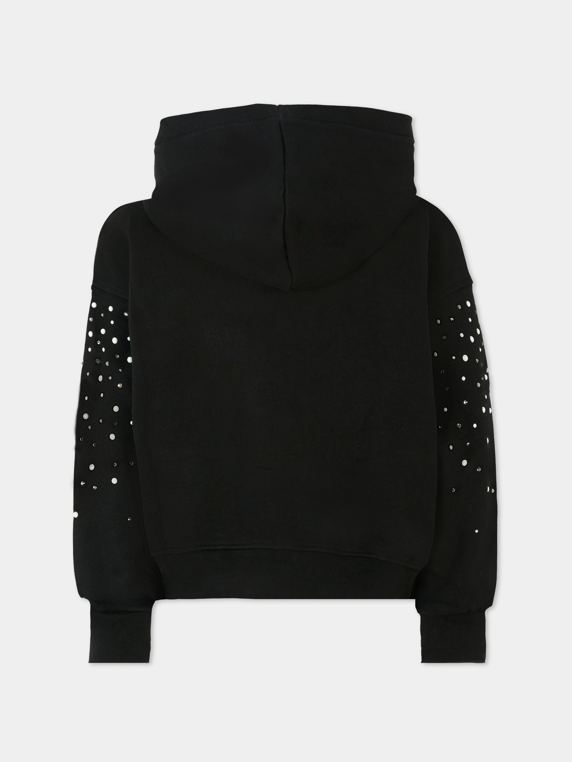 Felpa crop nera per bambina con smile e strass,Barrow,F5BKJGHS179 110