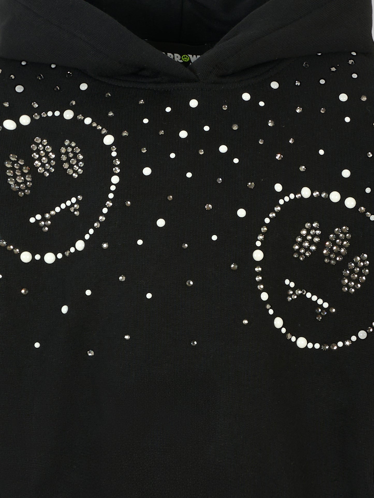 Felpa crop nera per bambina con smile e strass,Barrow,F5BKJGHS179 110