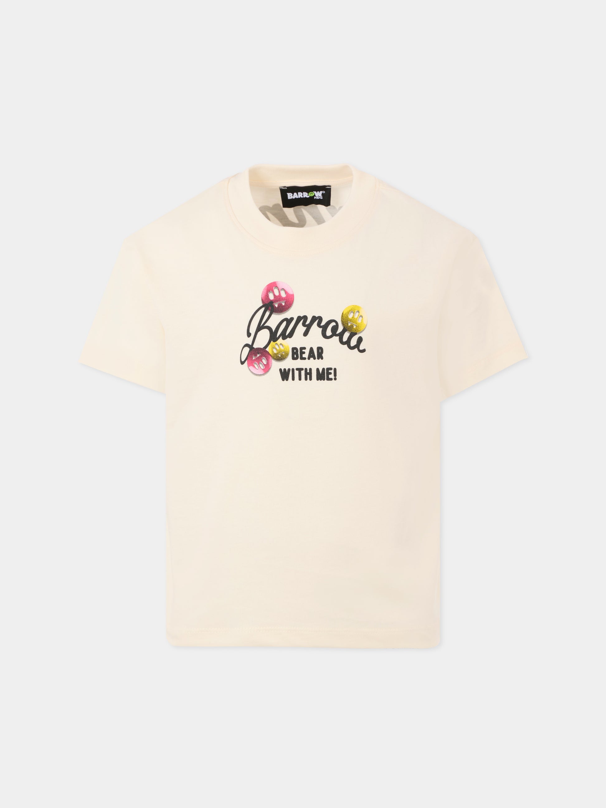 T-shirt avorio per bambina con stampa Bear,Barrow,F5BKJGTH203 013