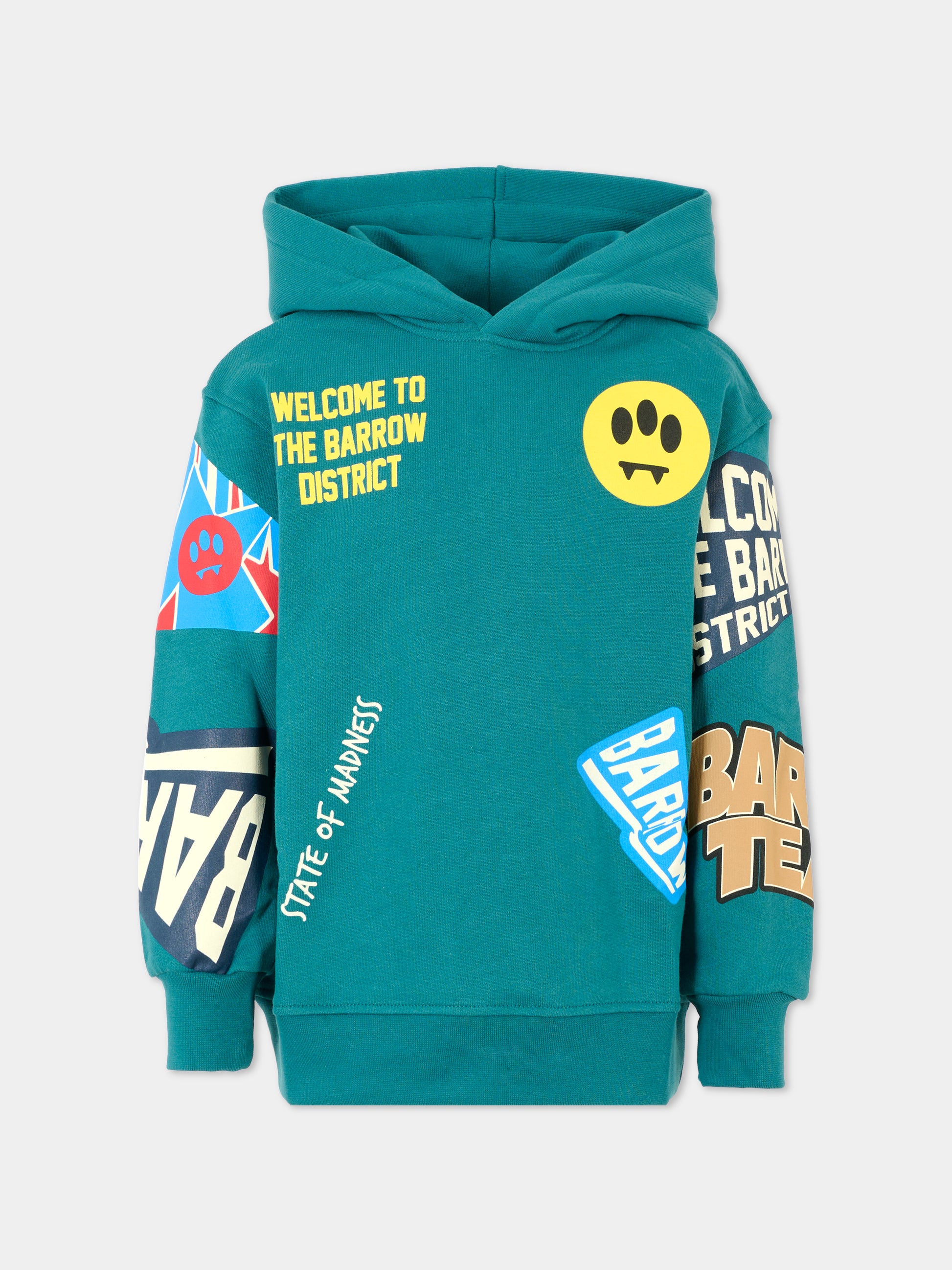 Felpa verde per bambino con smile e scritte,Barrow,F5BKJUHS078 309