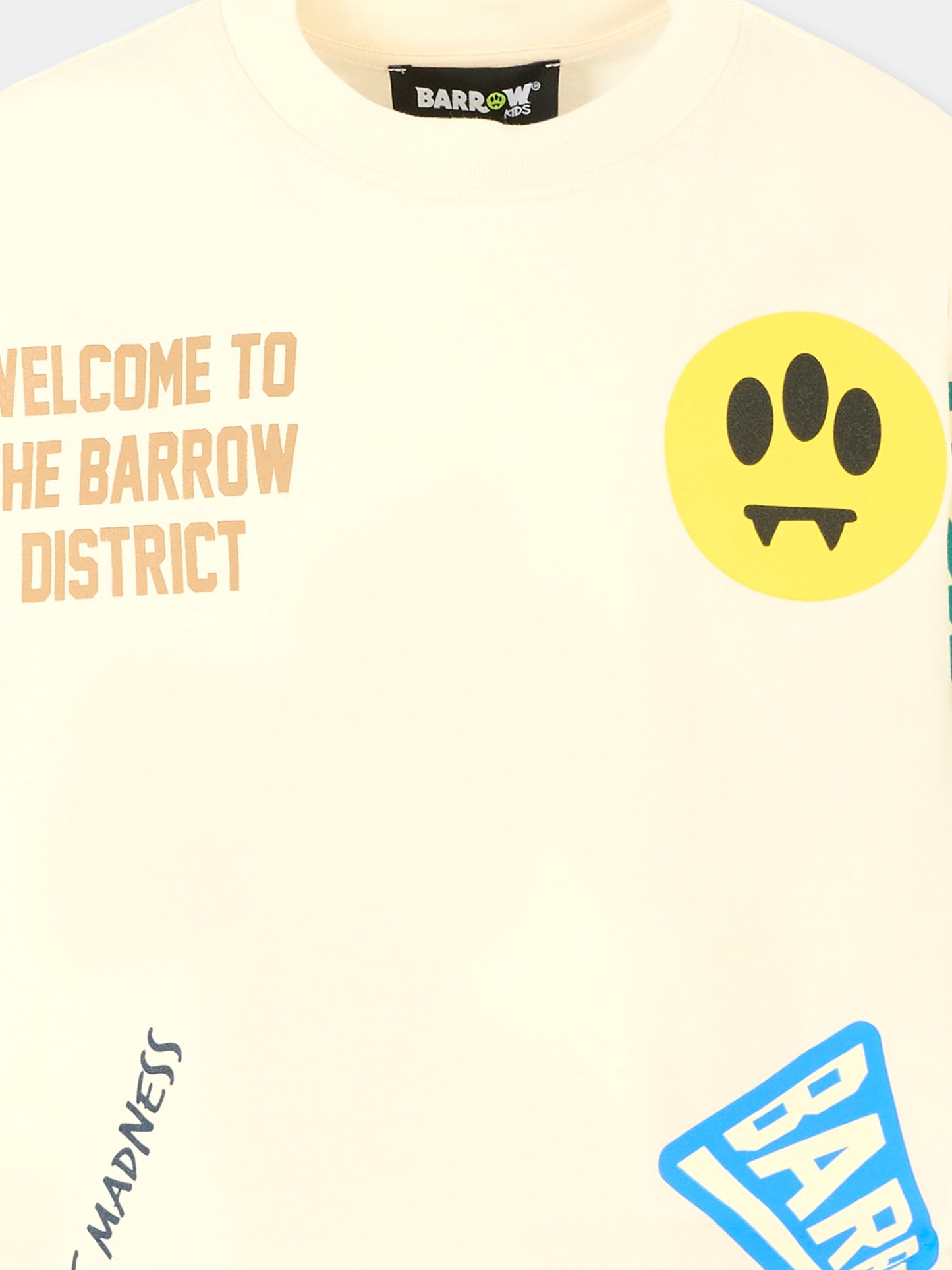 T-shirt avorio per bambino con smile e scritta,Barrow,F5BKJUTH079 013