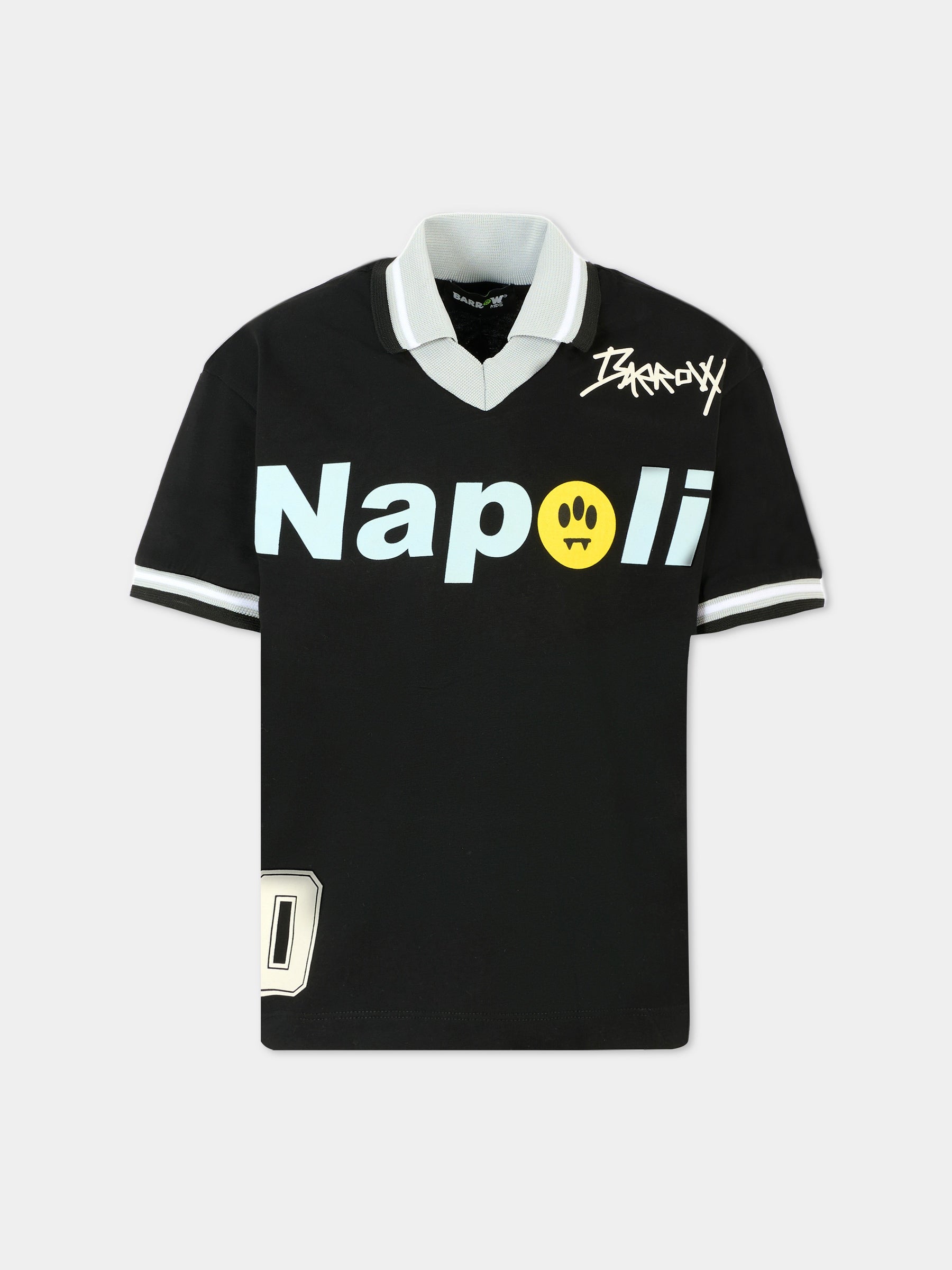 T-shirt nera per bambino con smile e scritta Napoli,Barrow,F5BKJUTH097 110
