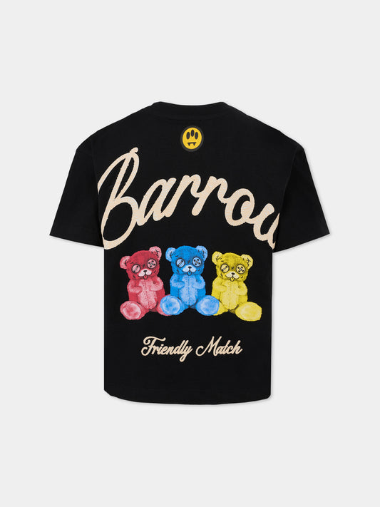 T-shirt nera per bambini con logo,Barrow,F5BKJUTH103 110
