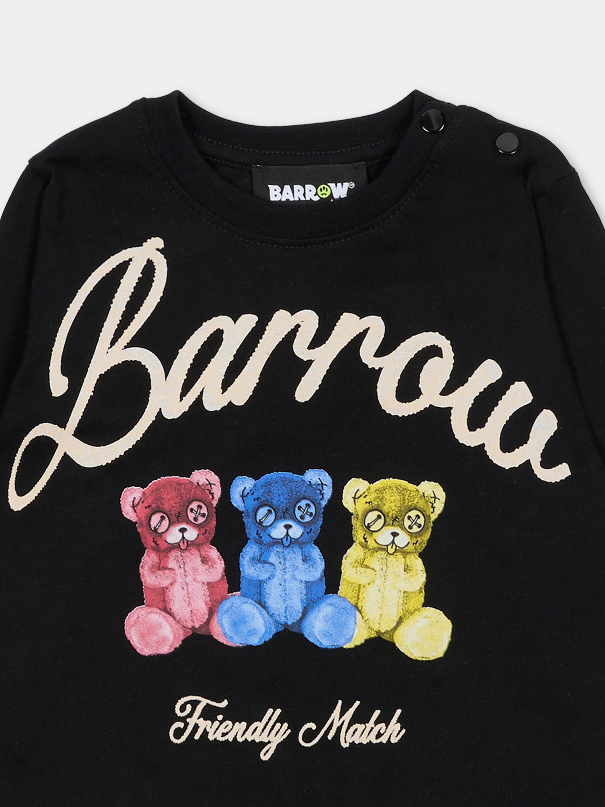 T-shirt nera per neonati con stampa Bear,Barrow,F5BKUNTH217 110