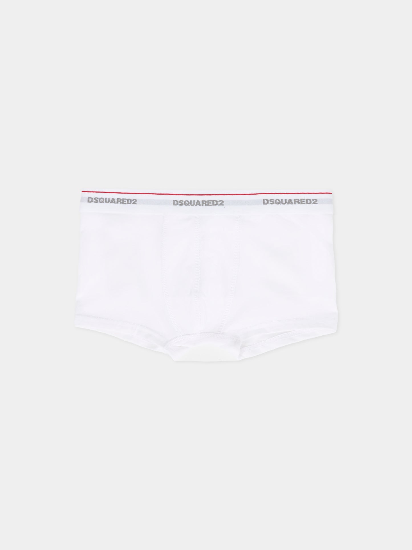 Set boxer bianco per bambino con logo,Dsquared2,DQ2479-D008J-DQC07