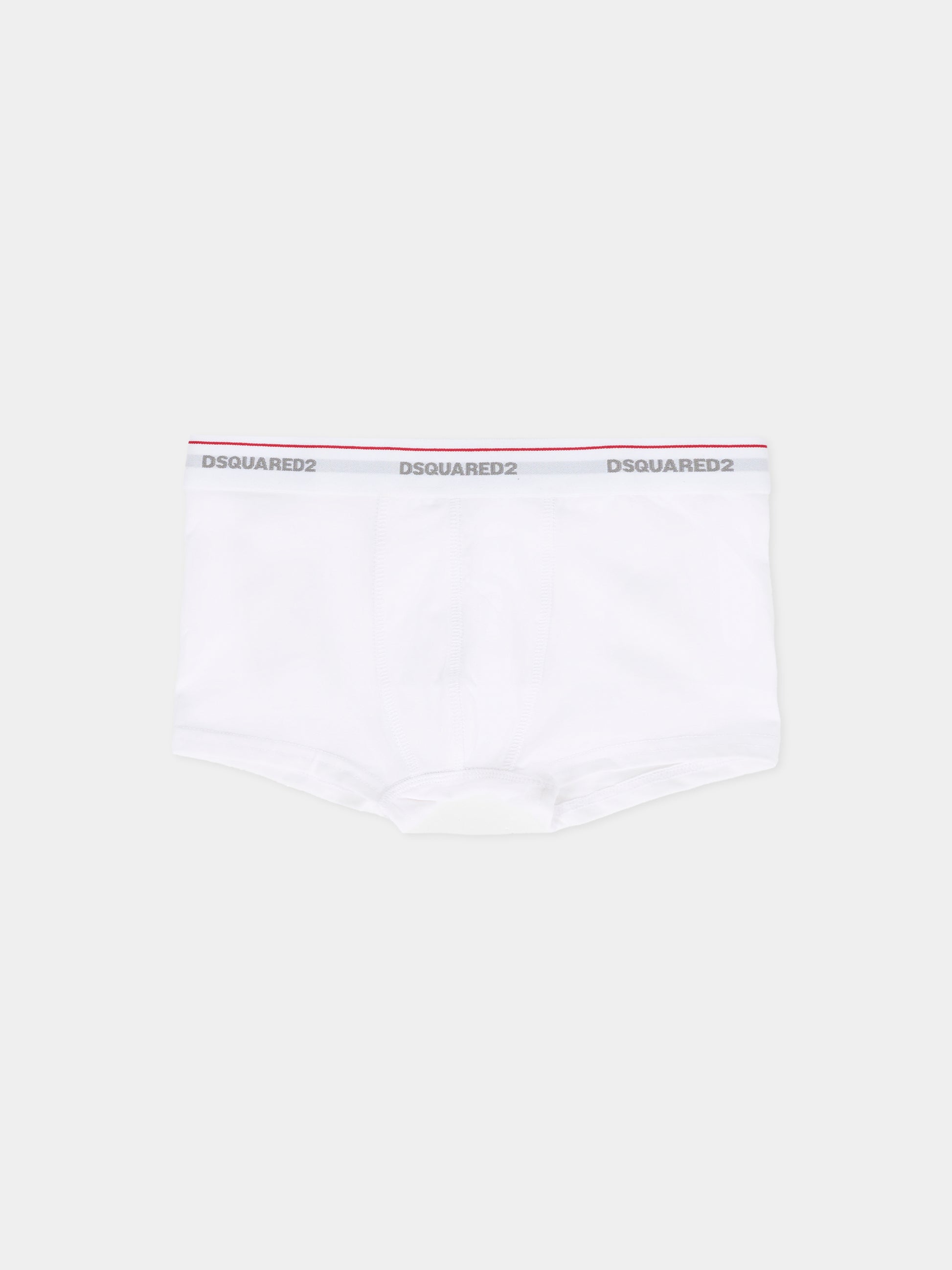 Set boxer bianco per bambino con logo,Dsquared2,DQ2479-D008J-DQC07