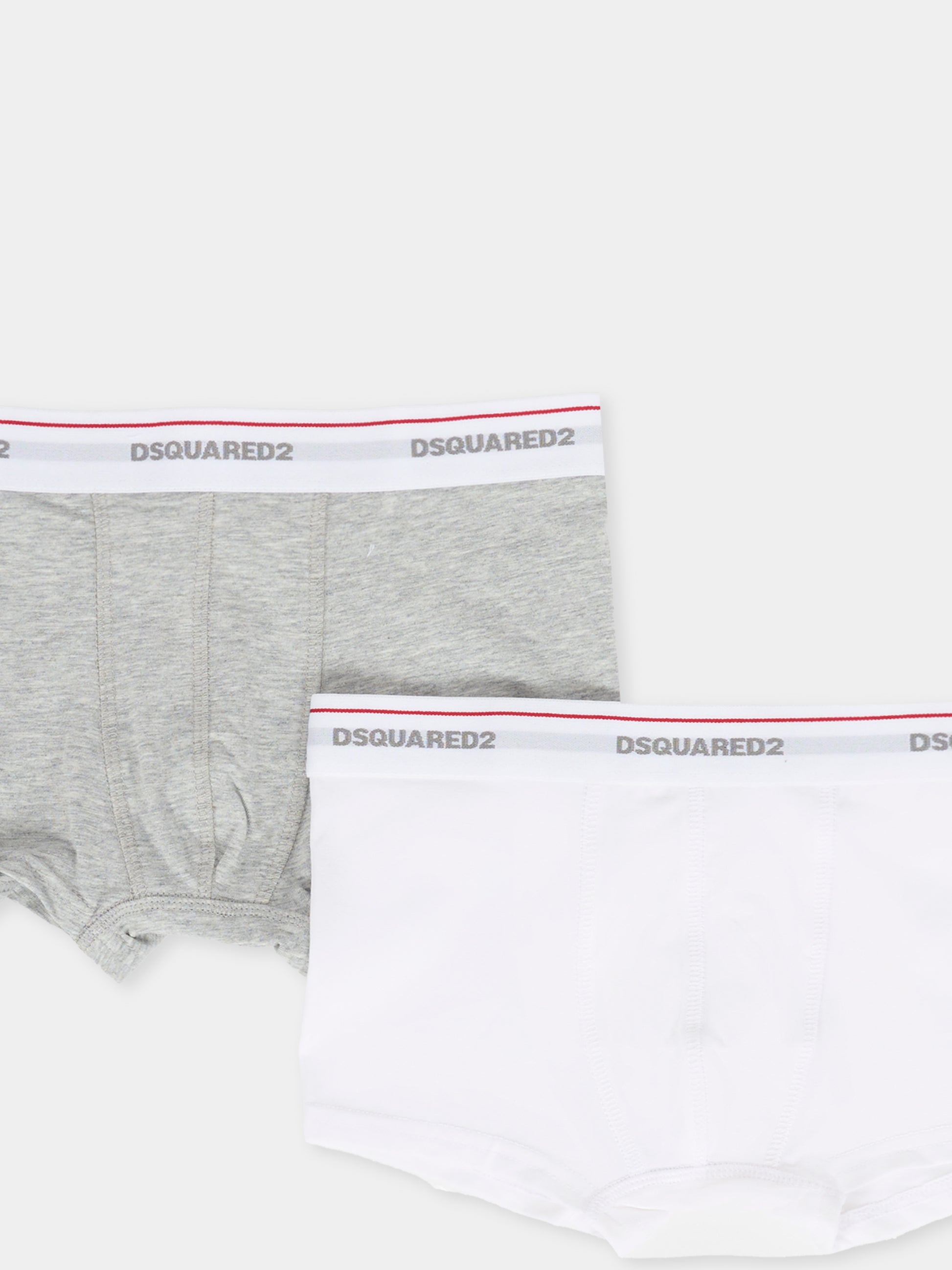 Set boxer bianco per bambino con logo,Dsquared2,DQ2479-D008J-DQC07