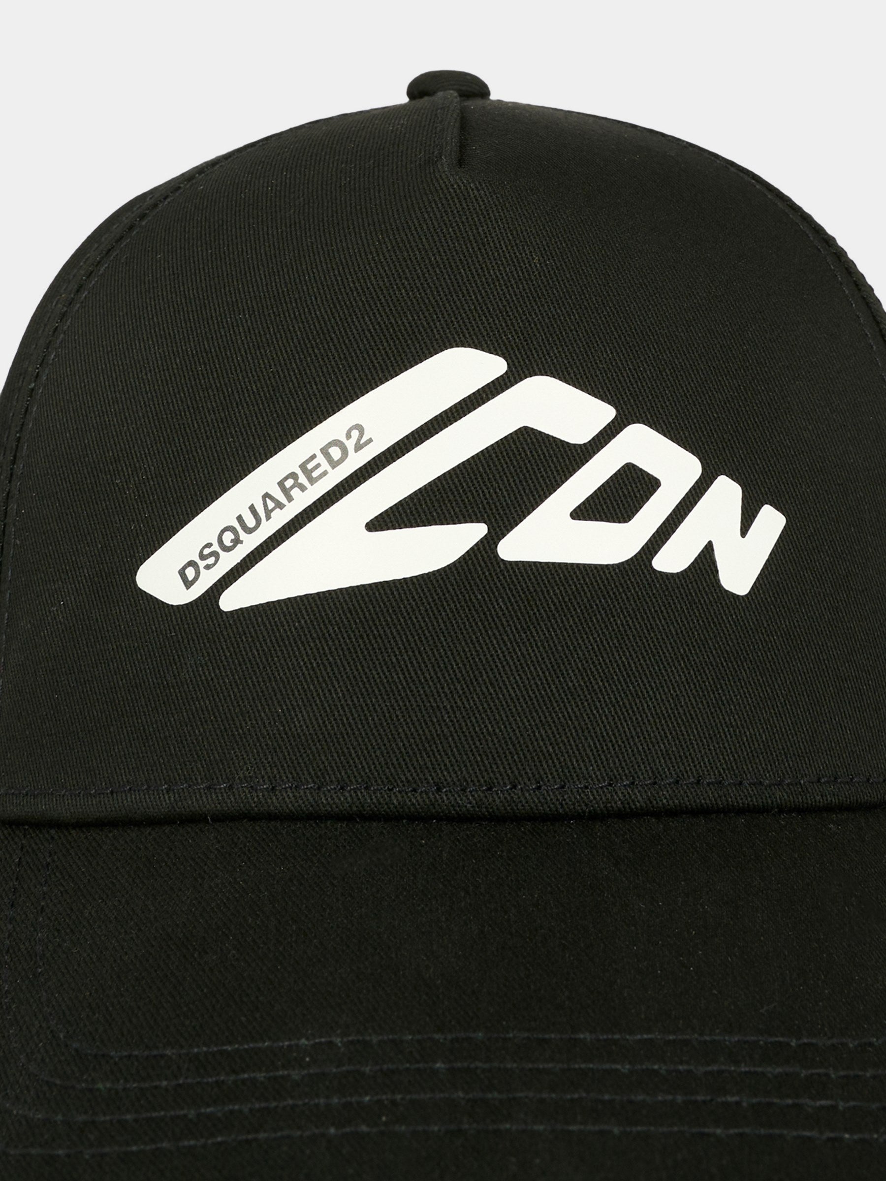 Cappello nero per bambino con logo bianco,Dsquared2,DQ2955-D00YT-DQ900