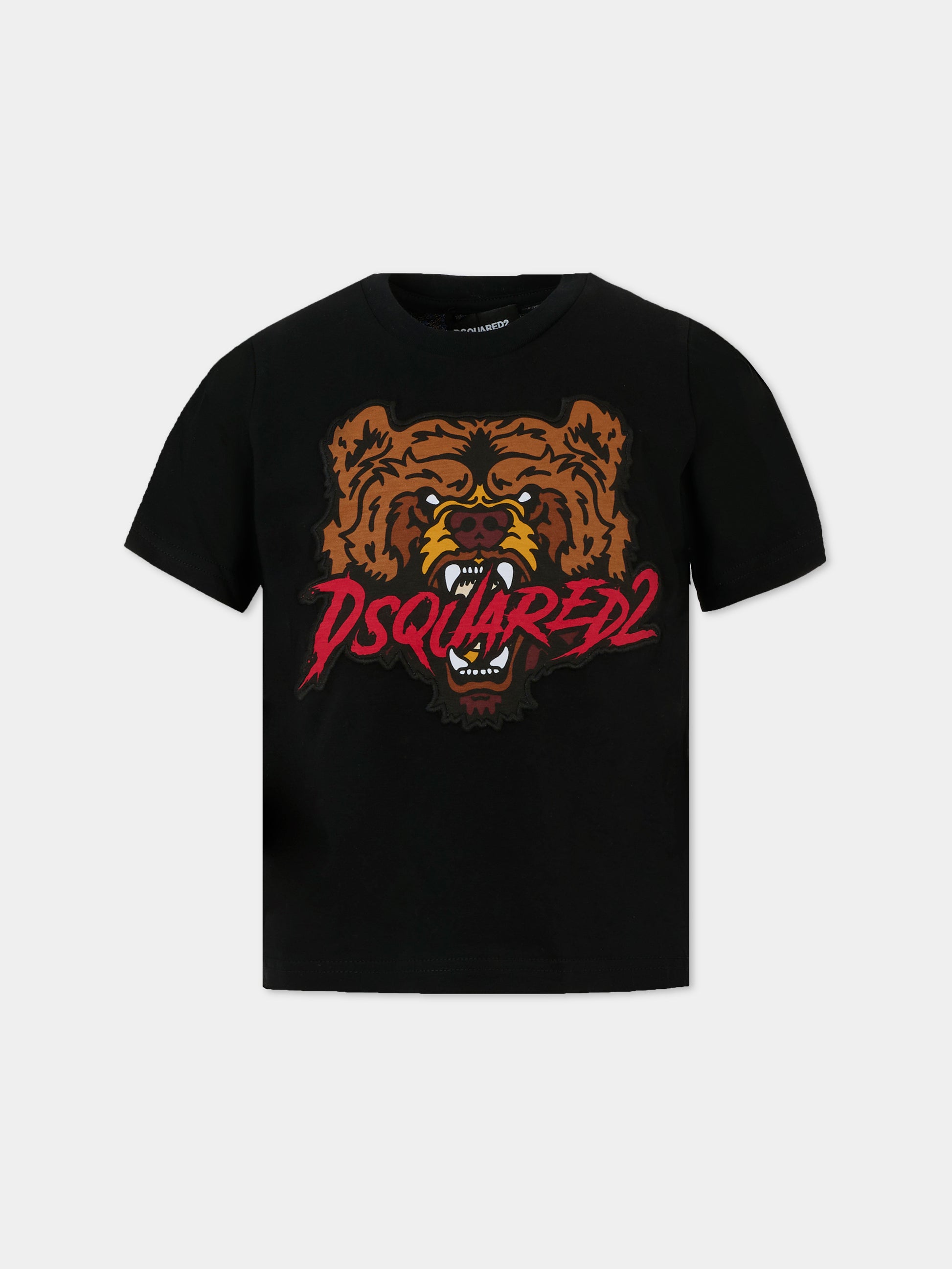 T-shirt nera per bamibno con orso,Dsquared2,DQ2983-D004G-DQ900