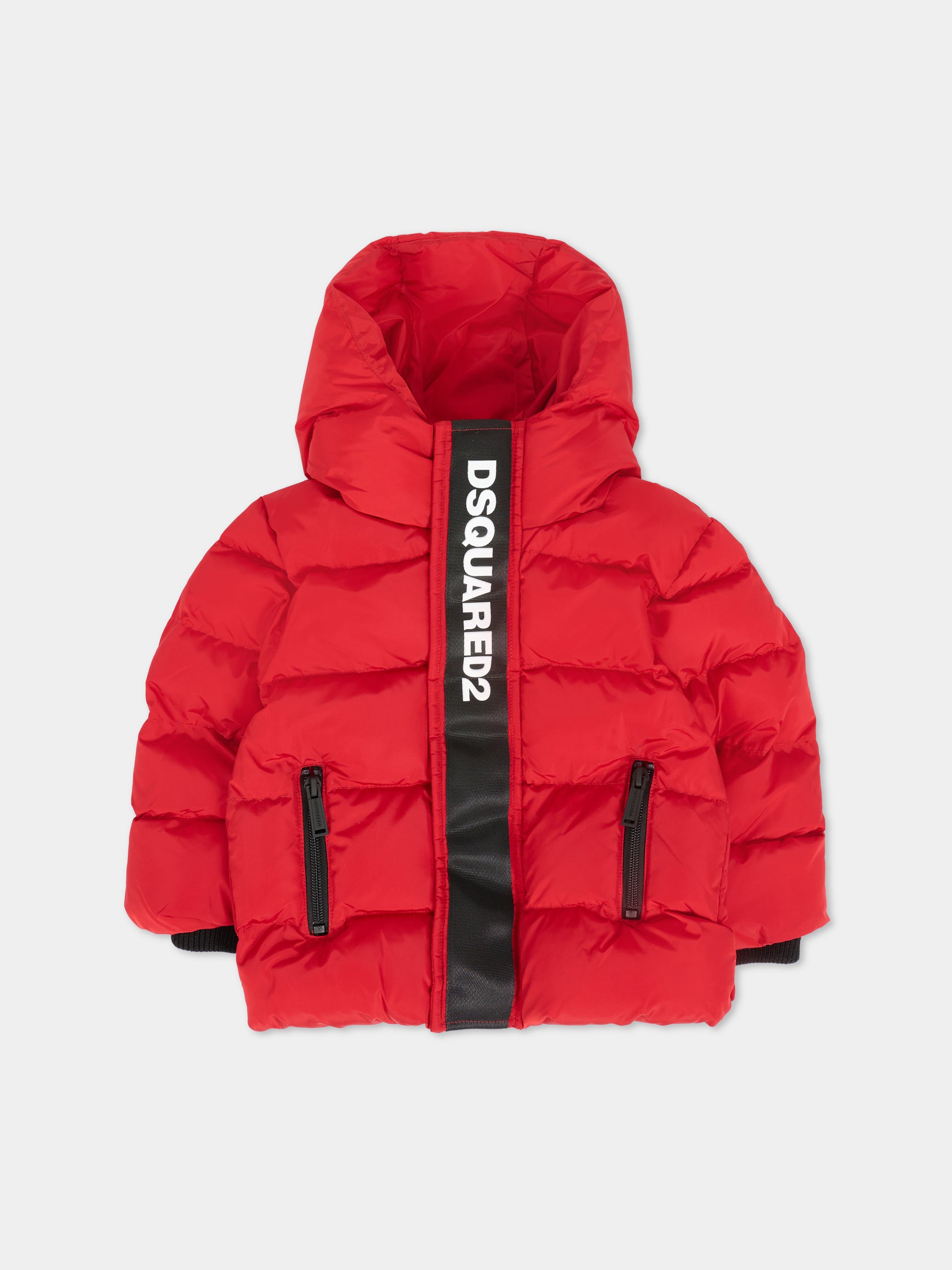 Piumino rosso per neonato con logo,Dsquared2,DQ3084-D00BN-DQ423