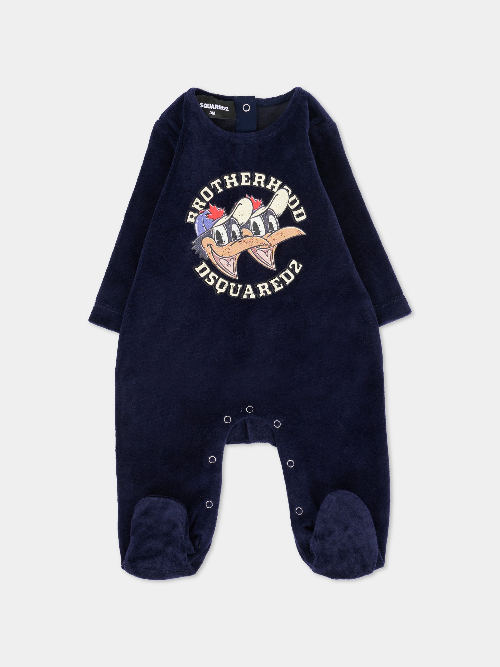 Tutina blu per neonato con stampa paperi,Dsquared2,DQ3111-D0095-DQ864