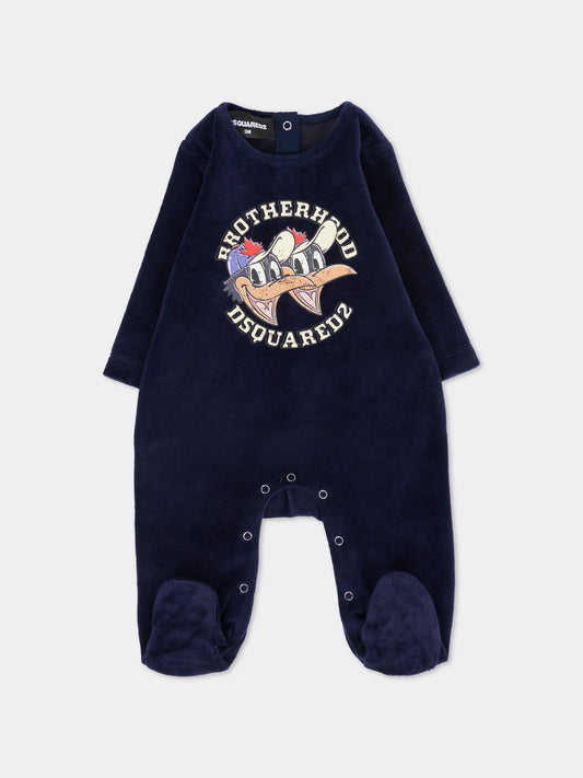 Tutina blu per neonato con stampa paperi,Dsquared2,DQ3111-D0095-DQ864