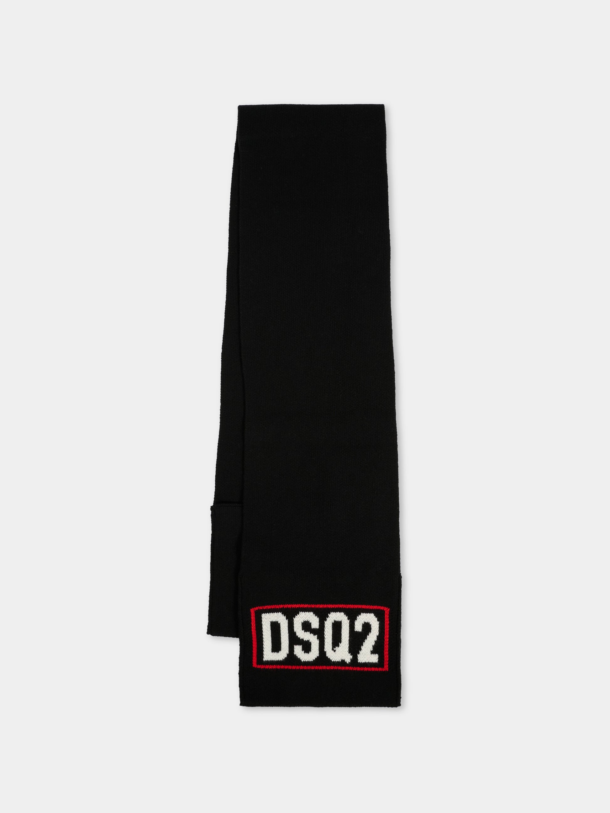 Sciarpa nera per bambino con logo,Dsquared2,DQ3121-D0AFJ-DQ900