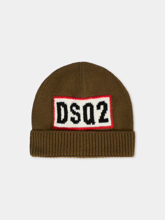 Berretto verde per bambino con logo,Dsquared2,DQ3122-D0AFJ-DQ518