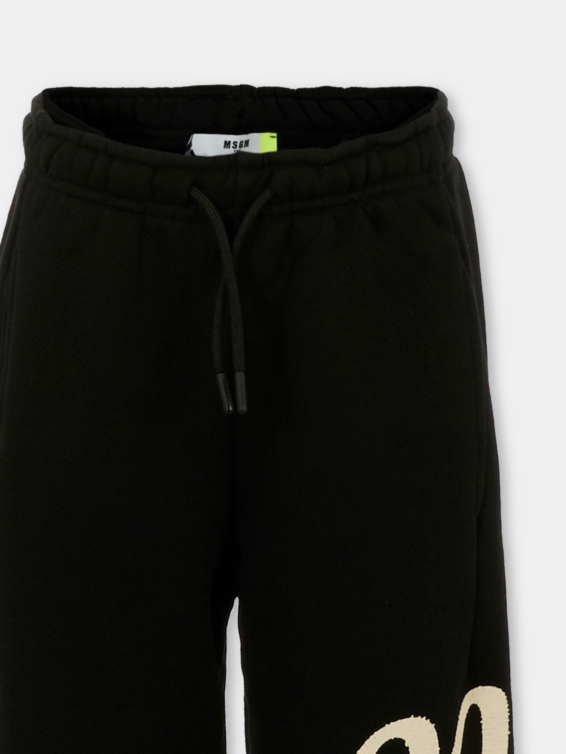 Pantaloni neri per bambino con logo,Msgm Kids,F5MSJBFP255 110