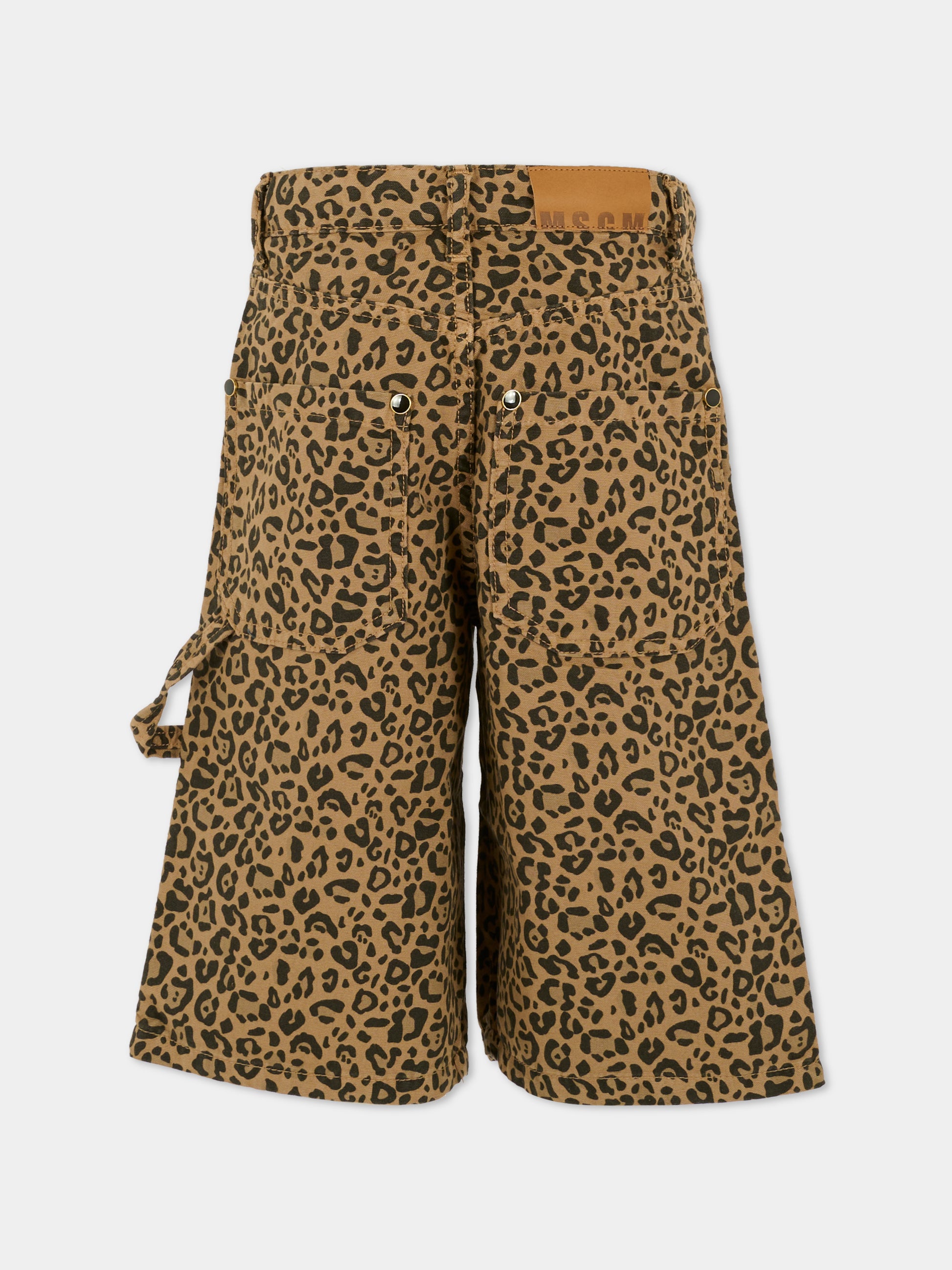 Shorts marroni per bambina con stampa maculata,Msgm Kids,F5MSJGBE131 MS030