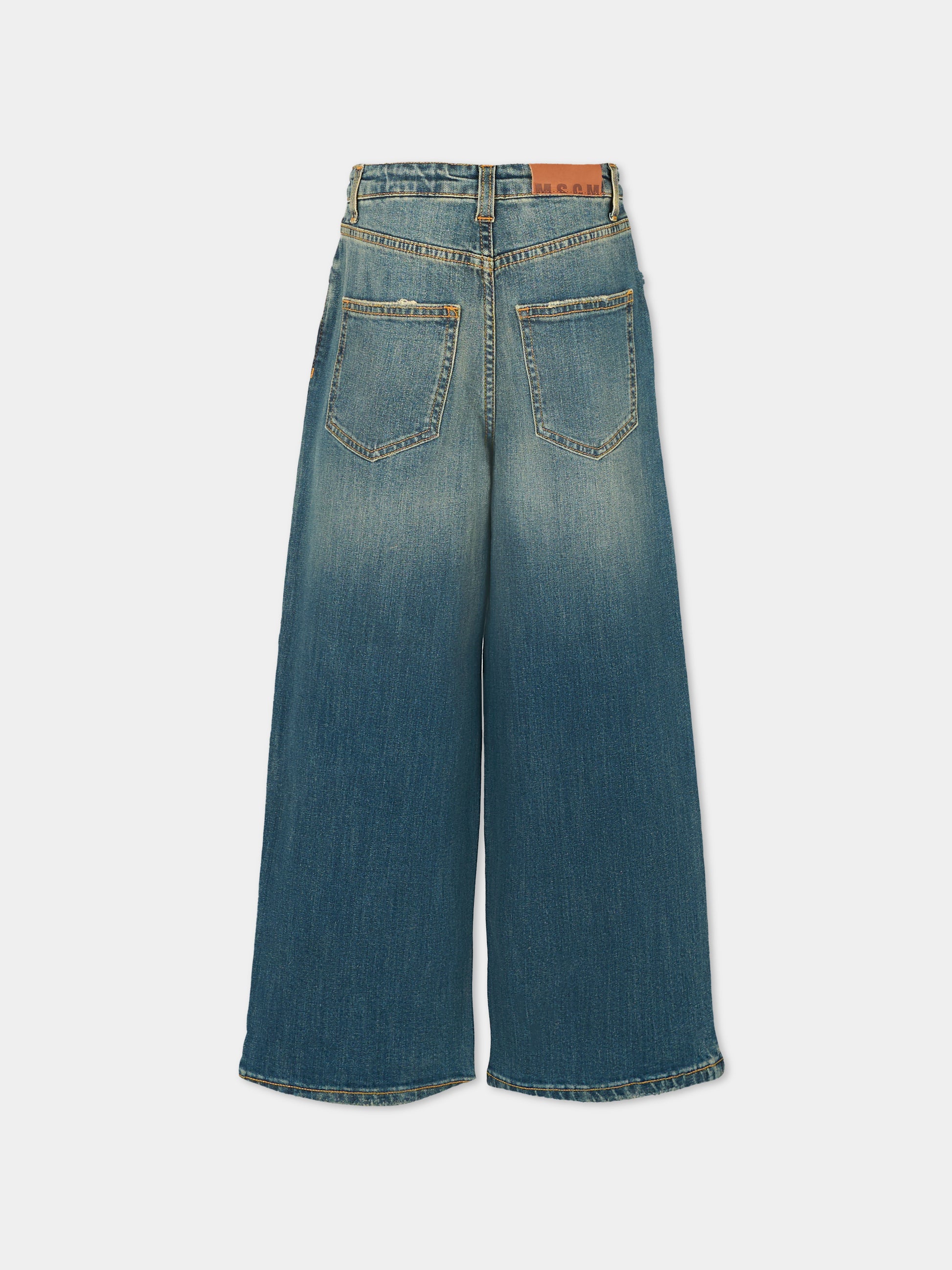 Jean denim blu per bambina con borchie,Msgm Kids,F5MSJGDP031 126