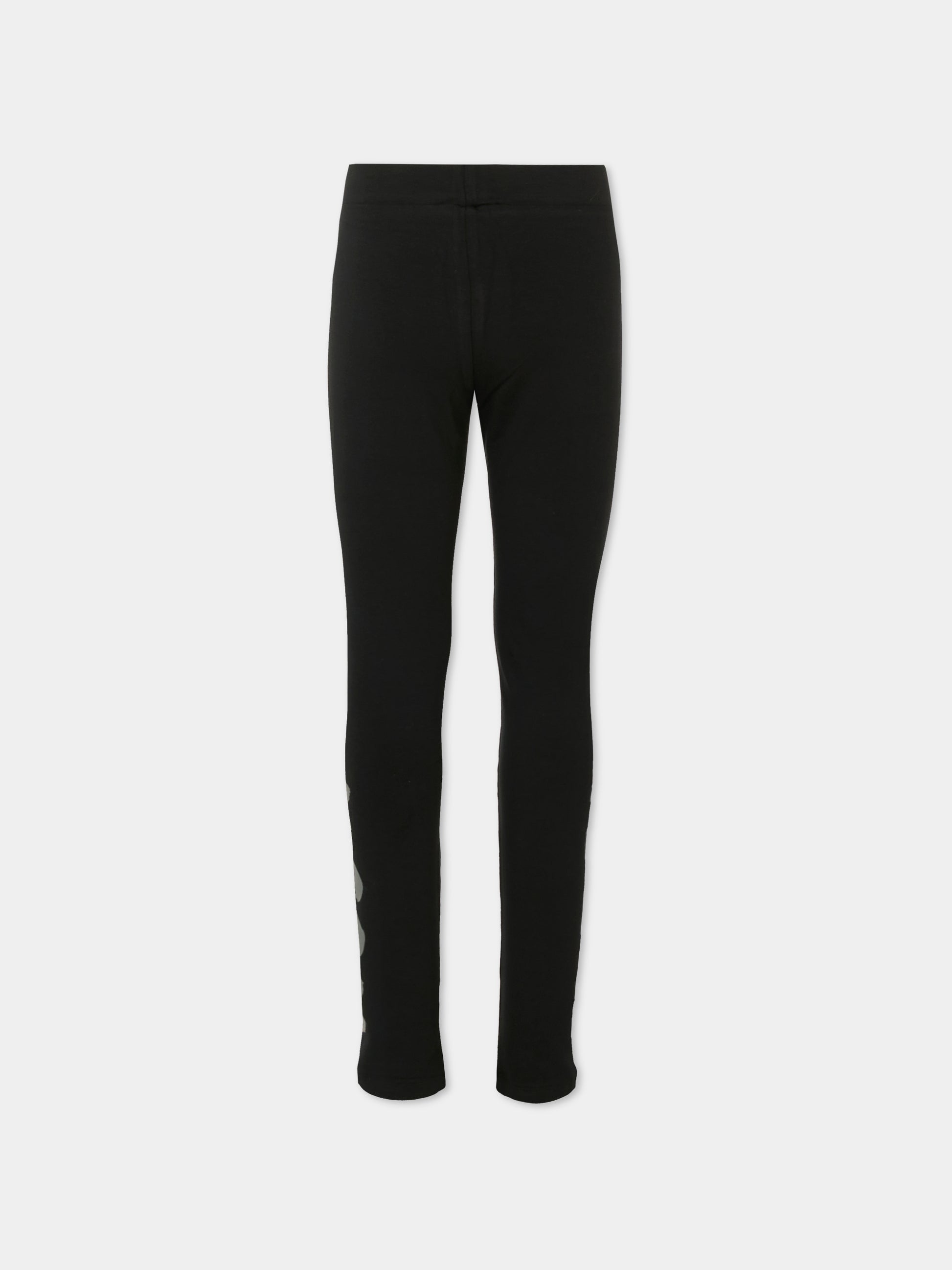 Leggings neri per bambina con logo grigio,Msgm Kids,F5MSJGLG027 110