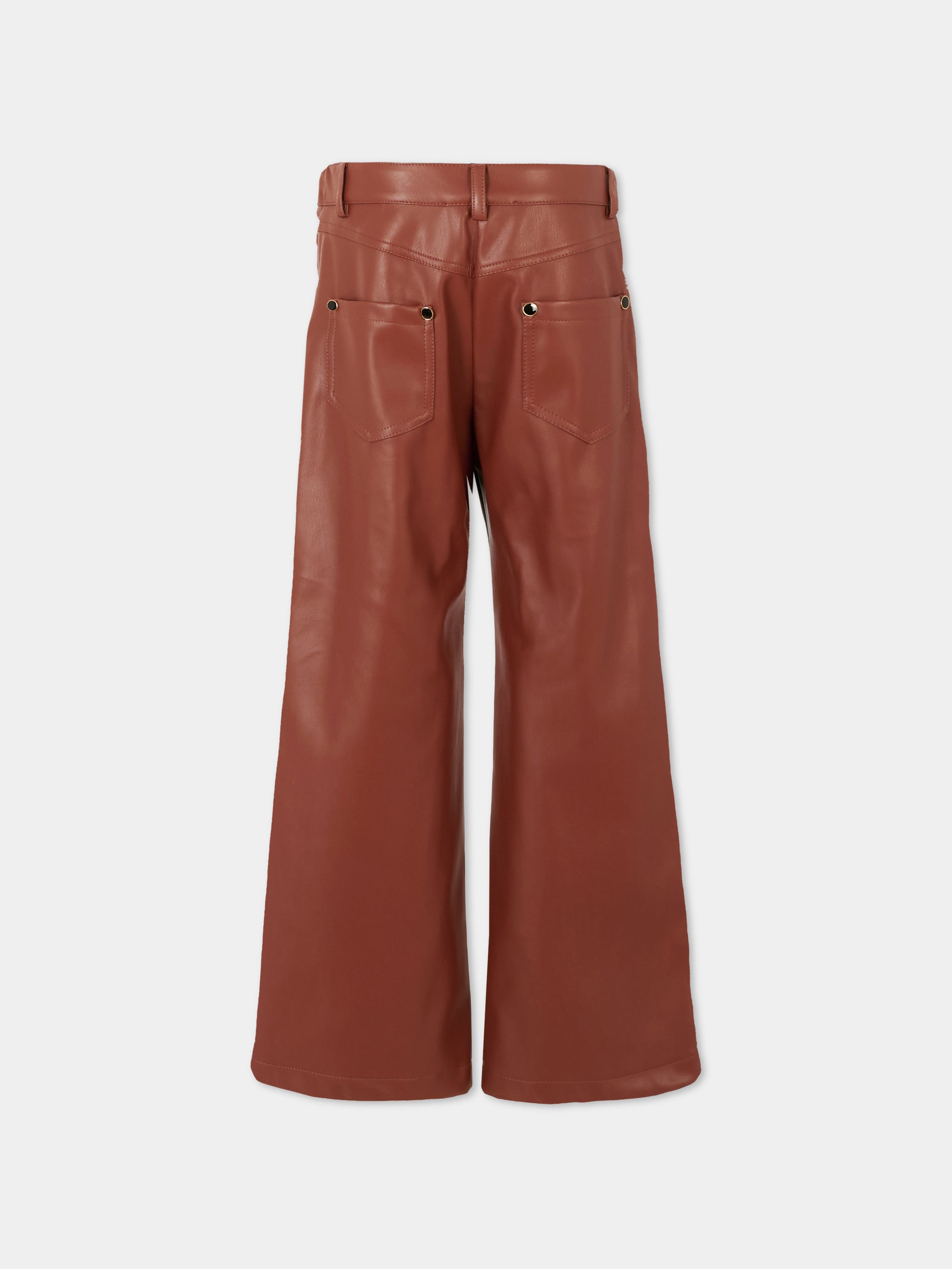 Pantaloni marroni per bambina con logo,Msgm Kids,F5MSJGPA144 MS046