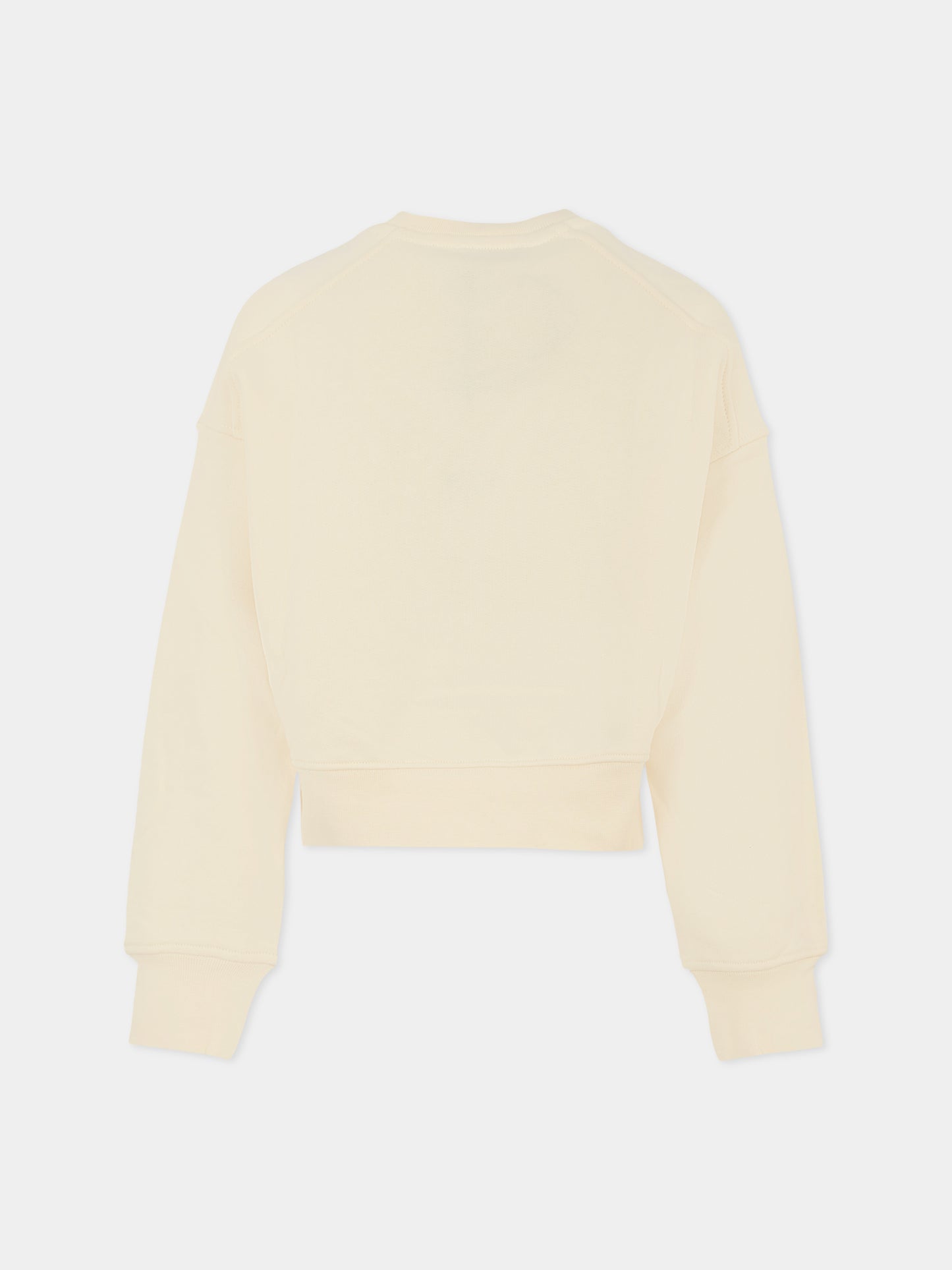 Felpa crop avorio per bambina con logo,Msgm Kids,F5MSJGSW145 MS059