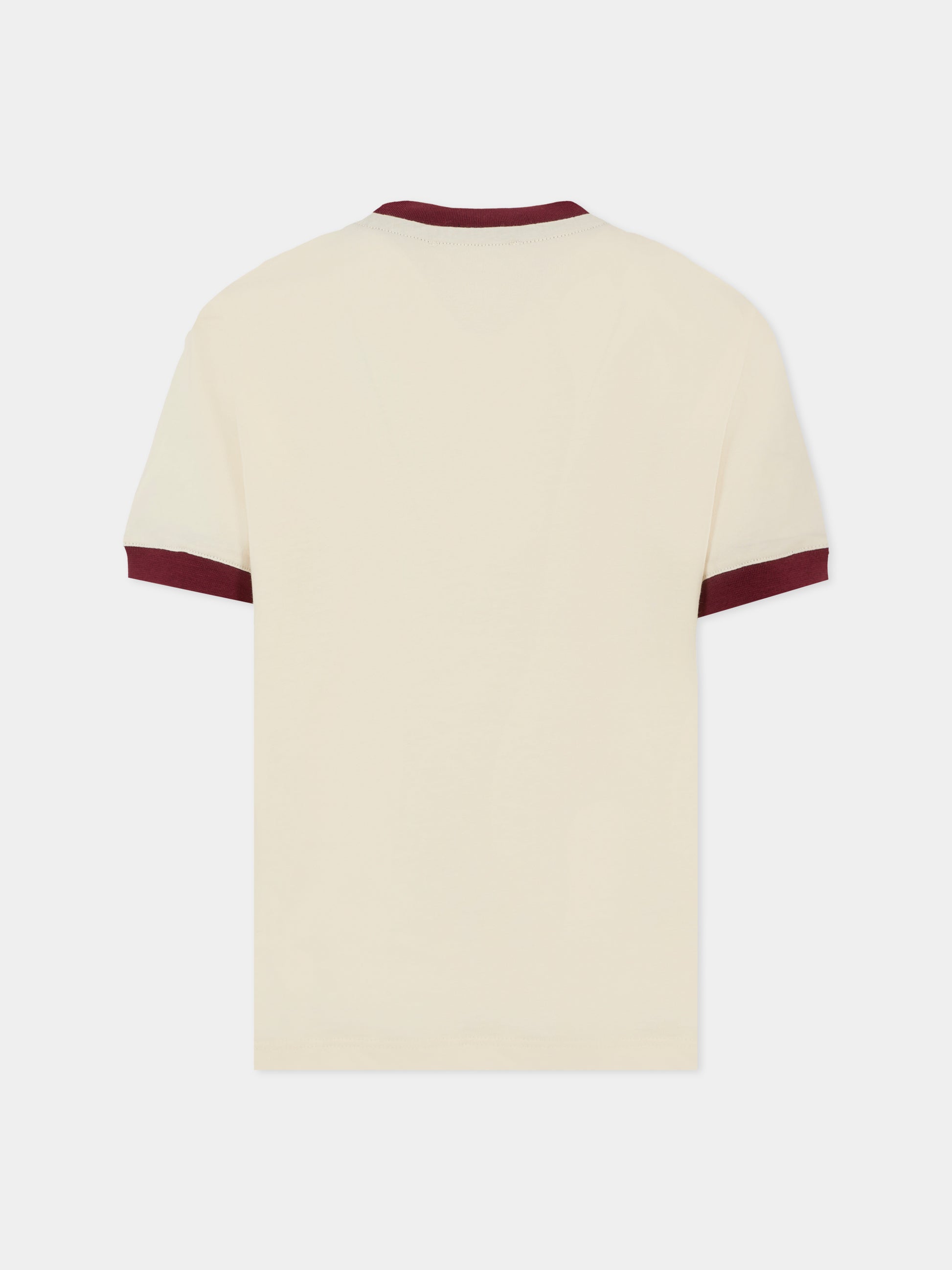 T-shirt avorio per bambina con logo bordeaux,Msgm Kids,F5MSJGTH121 013