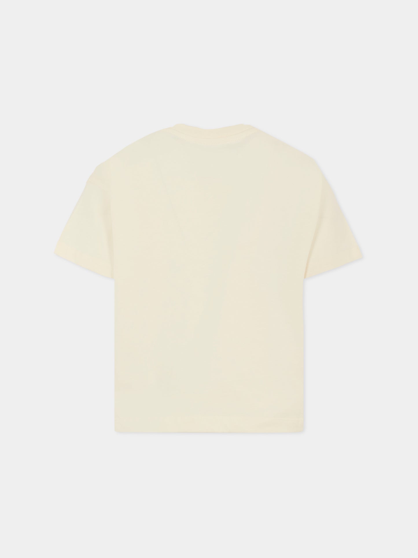 T-shirt avorio per bambina con logo animalier,Msgm Kids,F5MSJGTH141 MS059