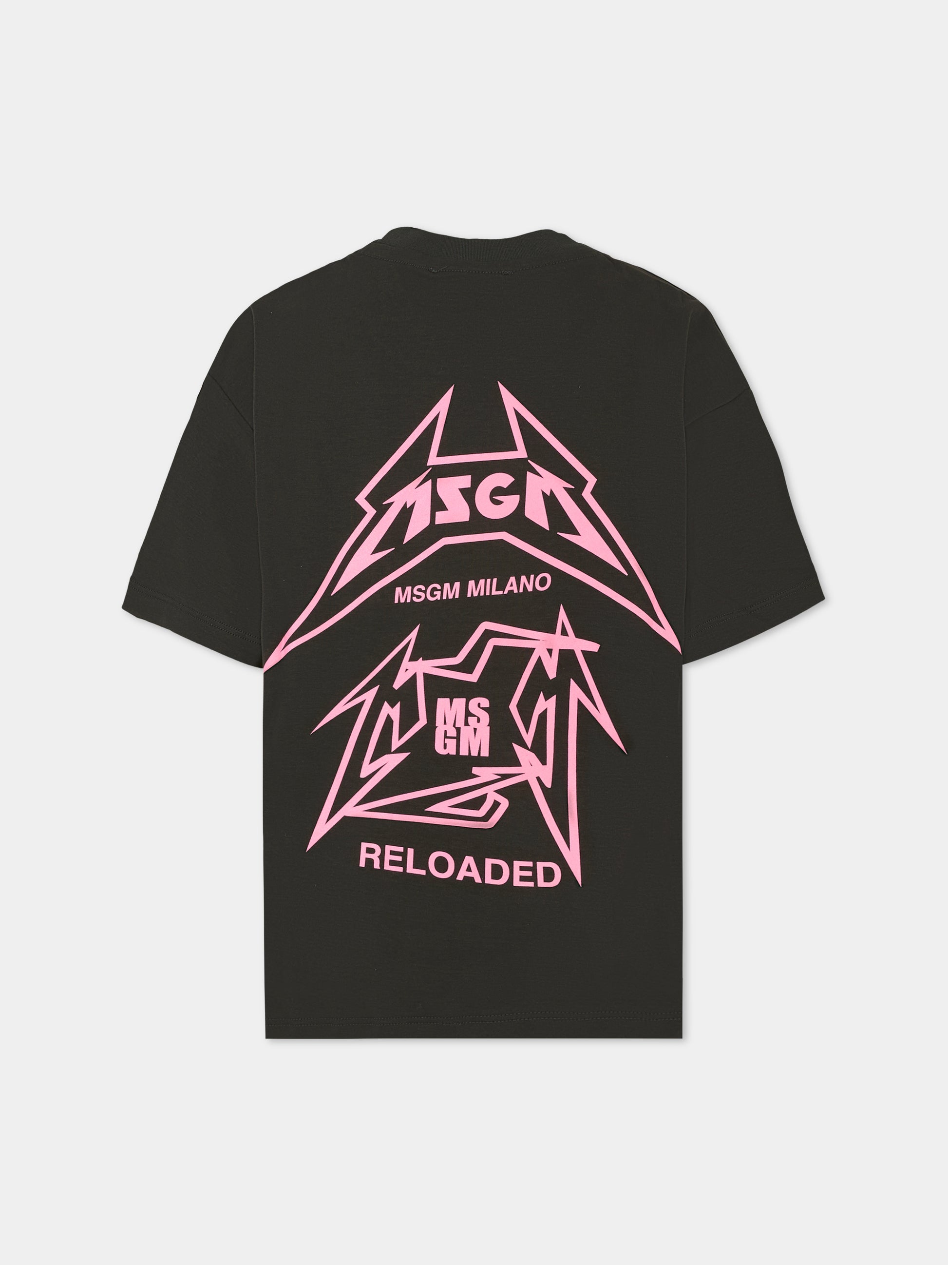 T-shirt grigia per bambina con stampa logata,Msgm Kids,F5MSJGTH267 MS063