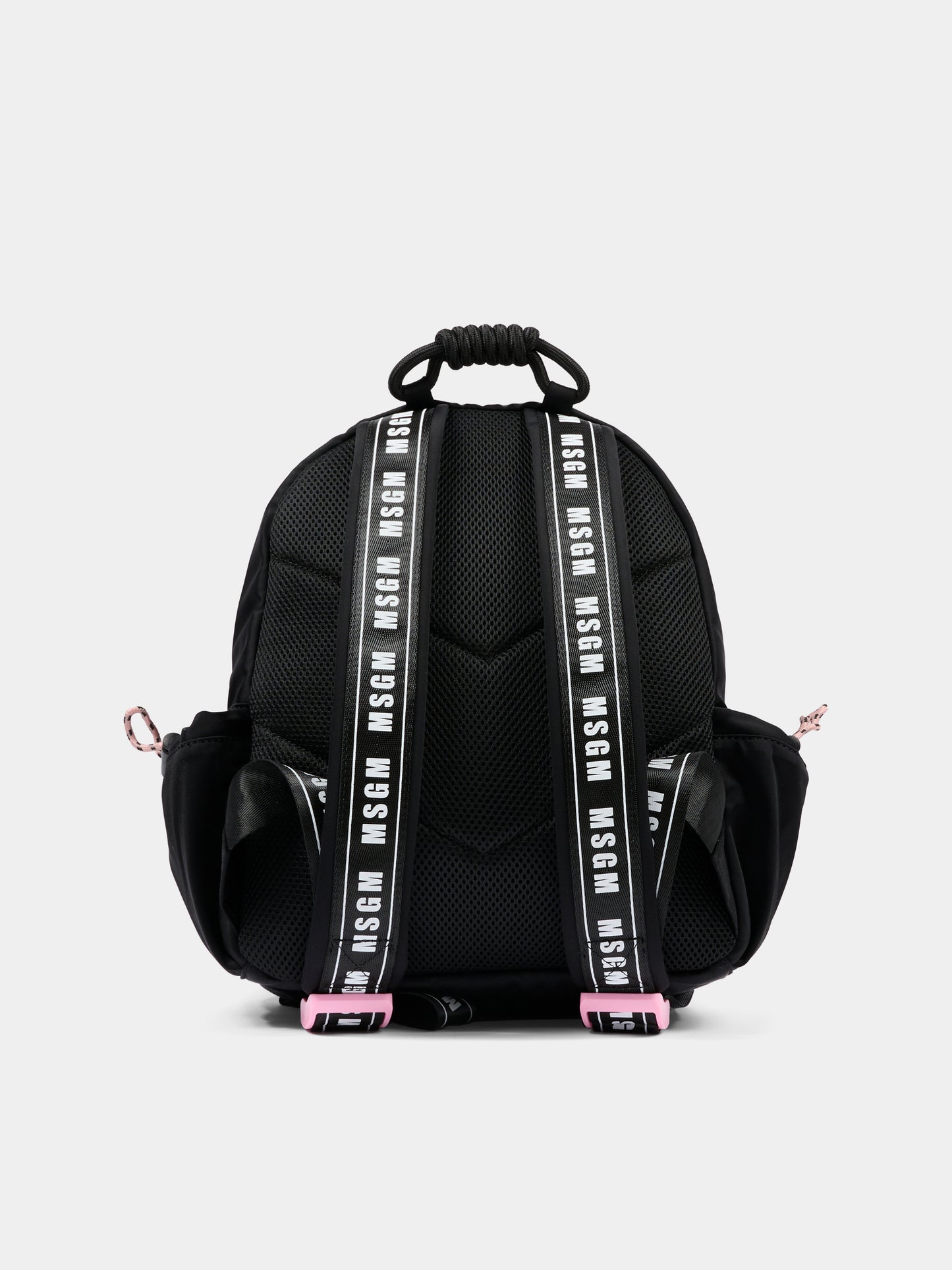 Zaino nero per bambina con logo,Msgm Kids,F5MSJUBP084 110/83