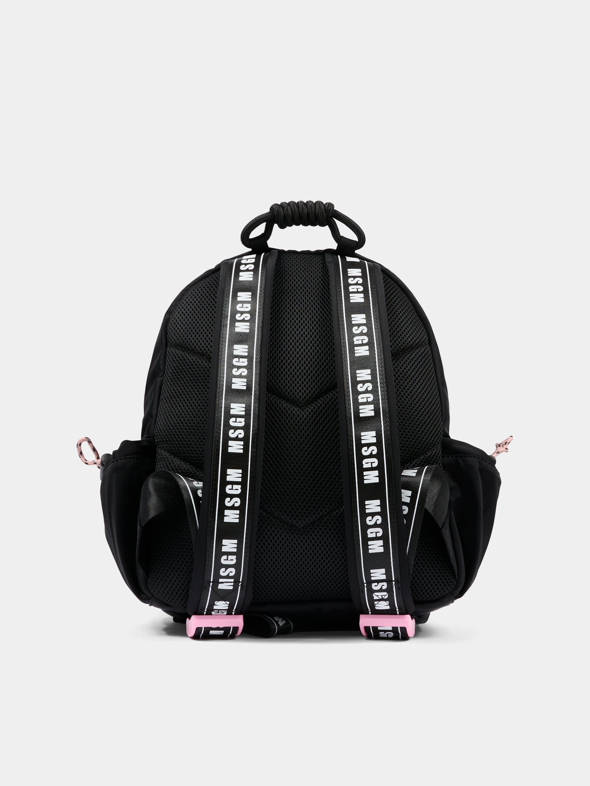 Zaino nero per bambina con logo,Msgm Kids,F5MSJUBP084 110/83