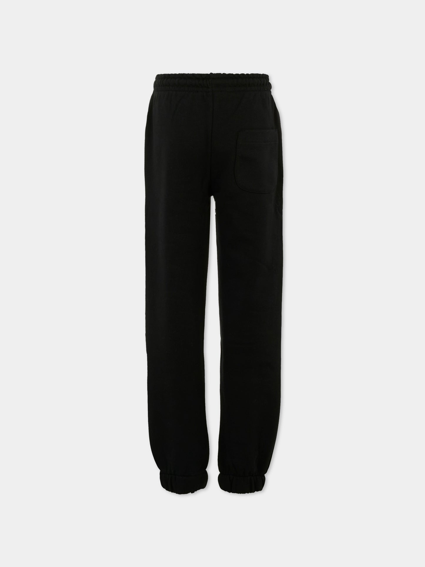 Pantaloni neri per bambini con logo bianco,Msgm Kids,F5MSJUFP024 110