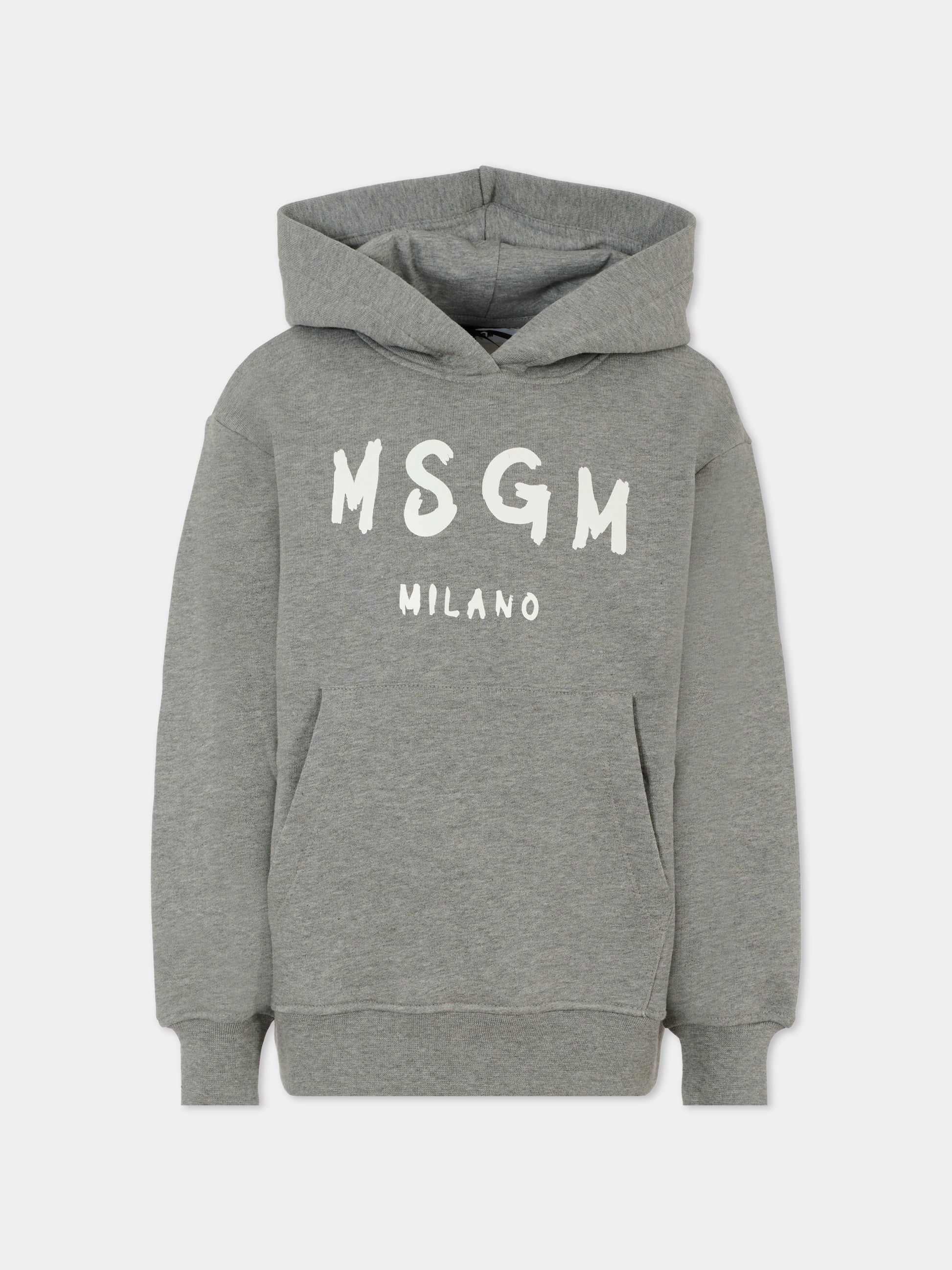 Felpa griga per bambini con logo,Msgm Kids,F5MSJUHS019 104